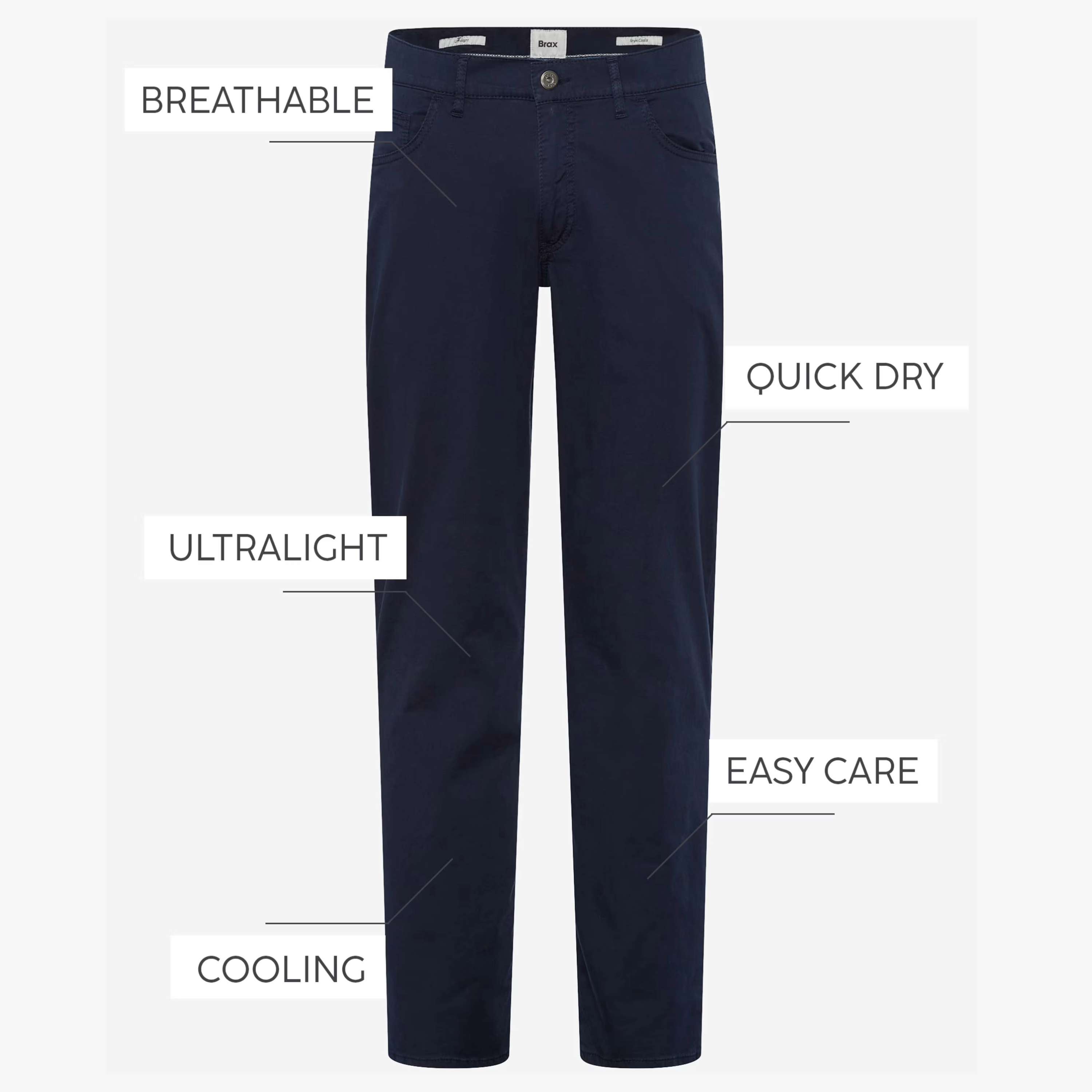 Brax Cadiz U Ultralight Straight Fit Trouser - Navy