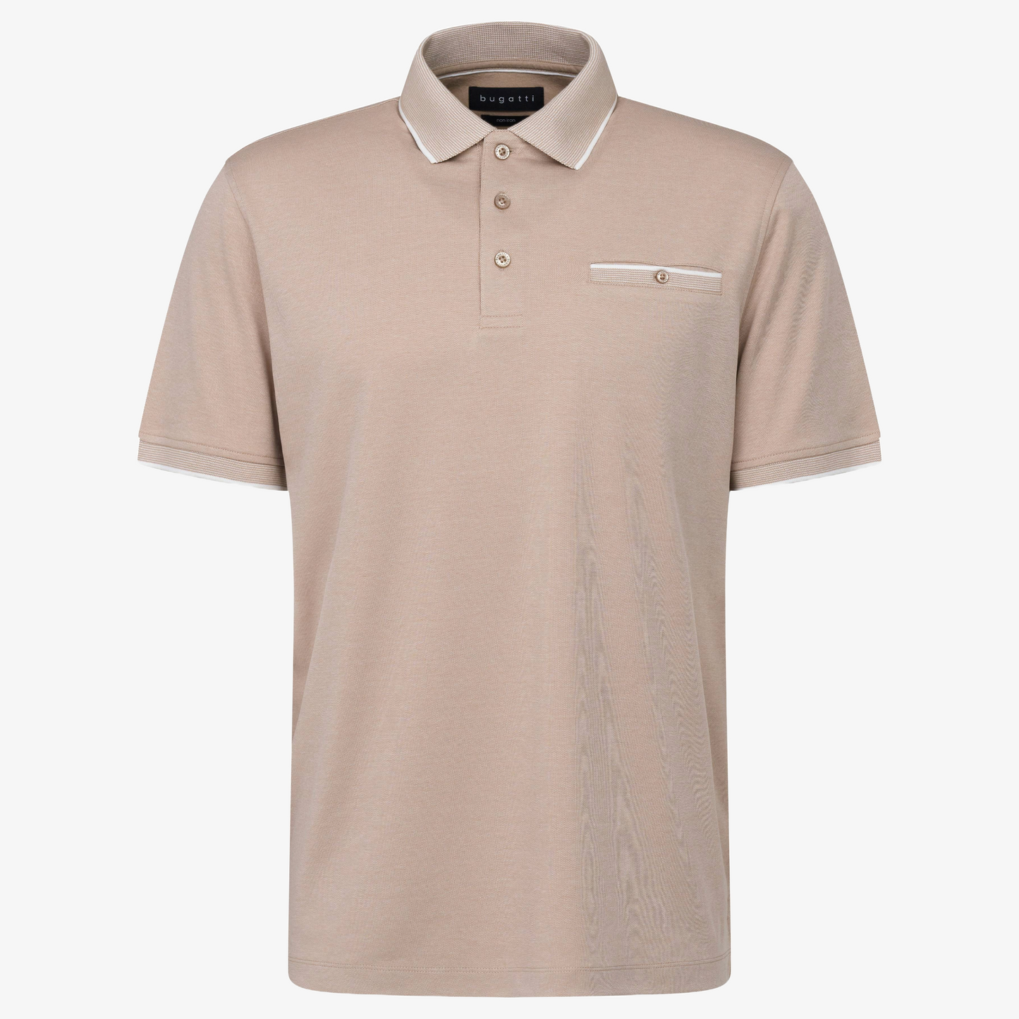 Bugatti Polo Shirt With Trim - Taupe