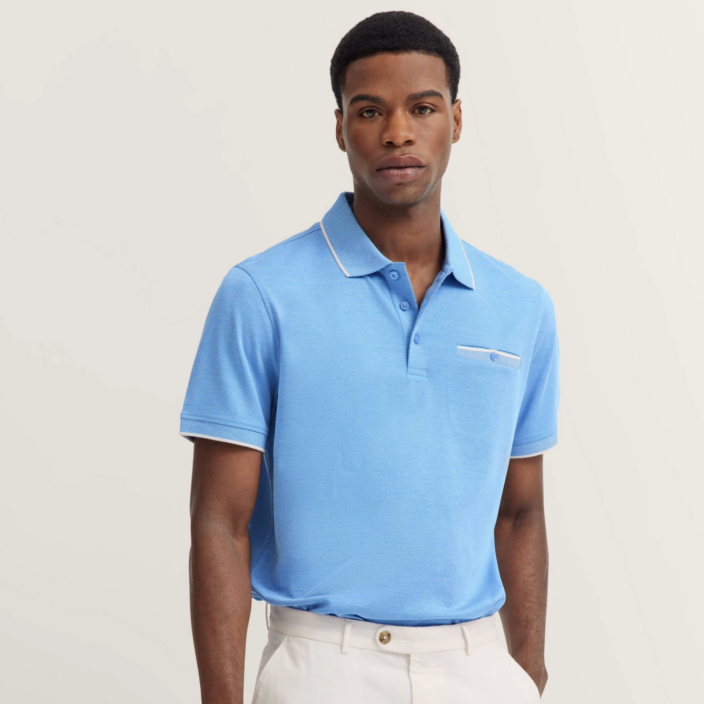 Bugatti Polo Shirt With Trim - Blue-Grey