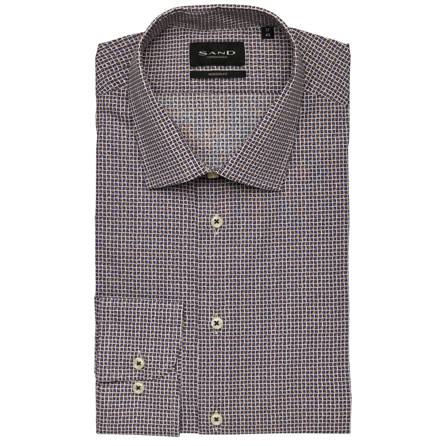 Sand Geometric Print Shirt - Brown