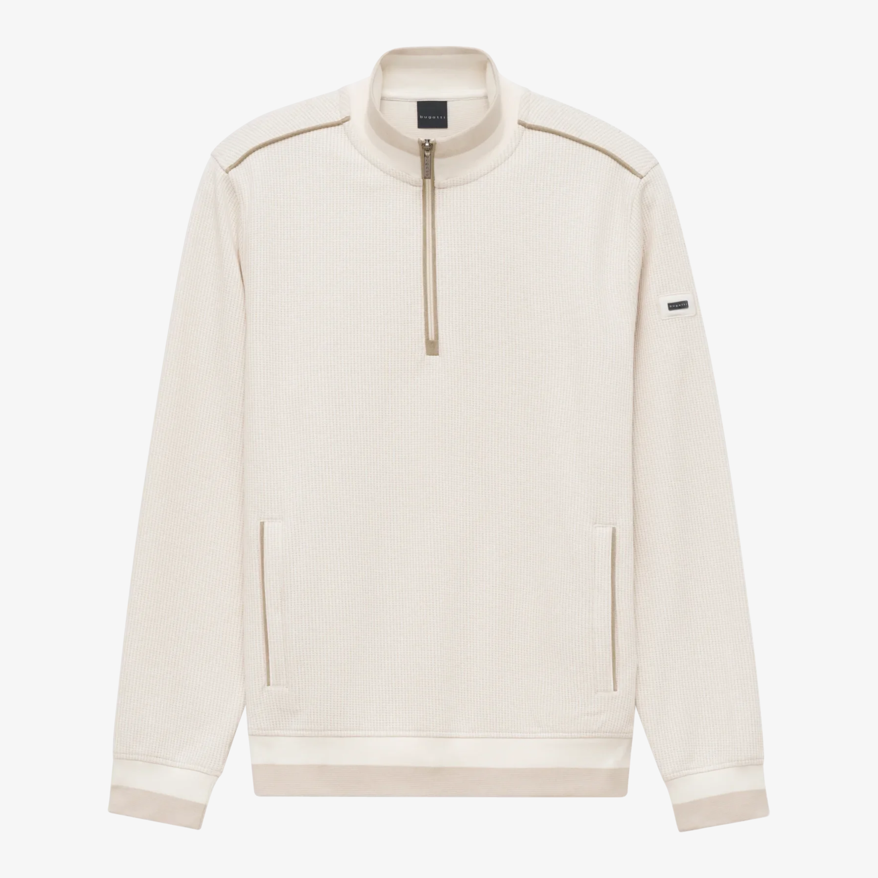 Bugatti Half Zip Jersey Sweatshirt - Ecru