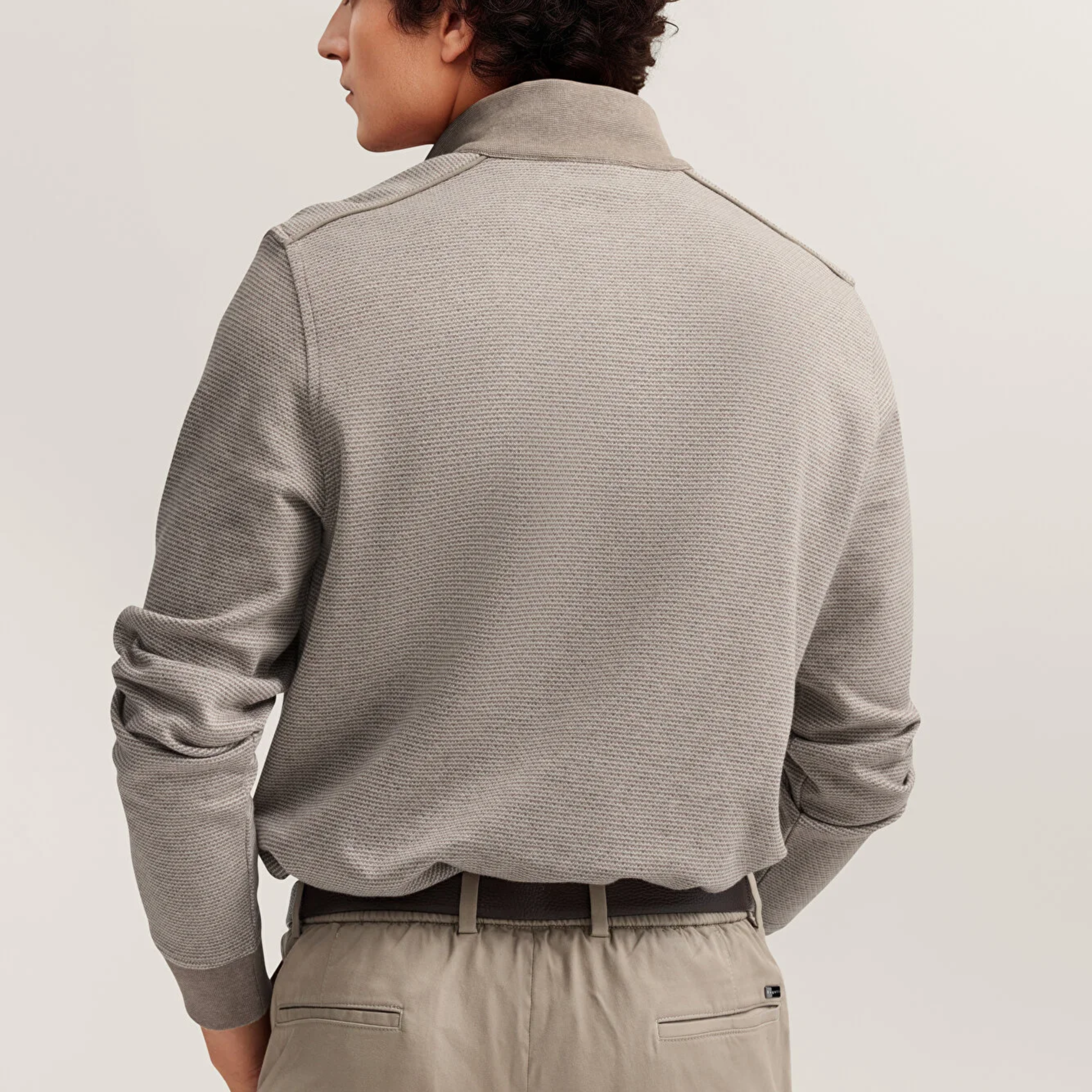 Bugatti Half Zip Jersey Sweatshirt - Beige