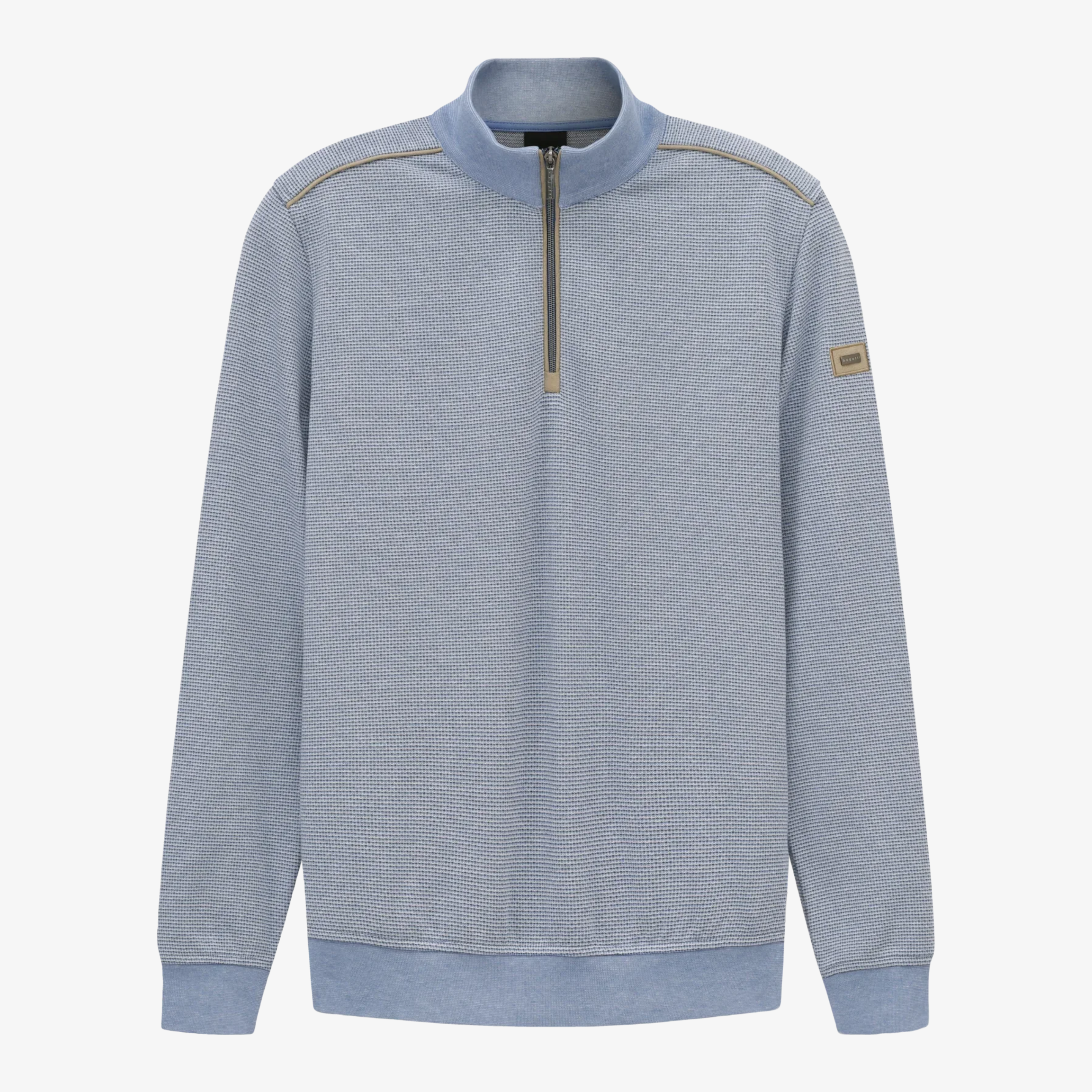Bugatti Half Zip Jersey Sweatshirt - Light Blue