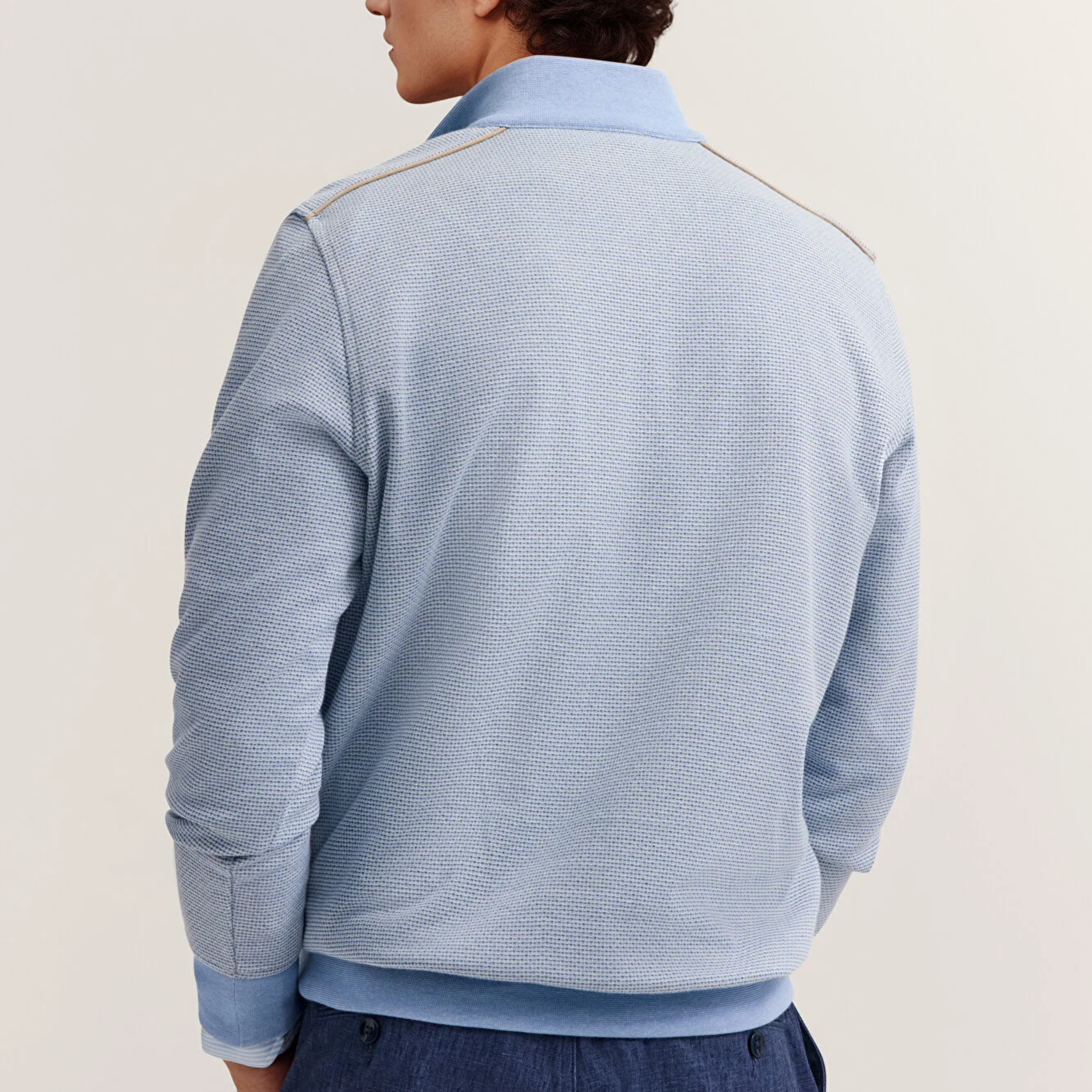 Bugatti Half Zip Jersey Sweatshirt - Light Blue