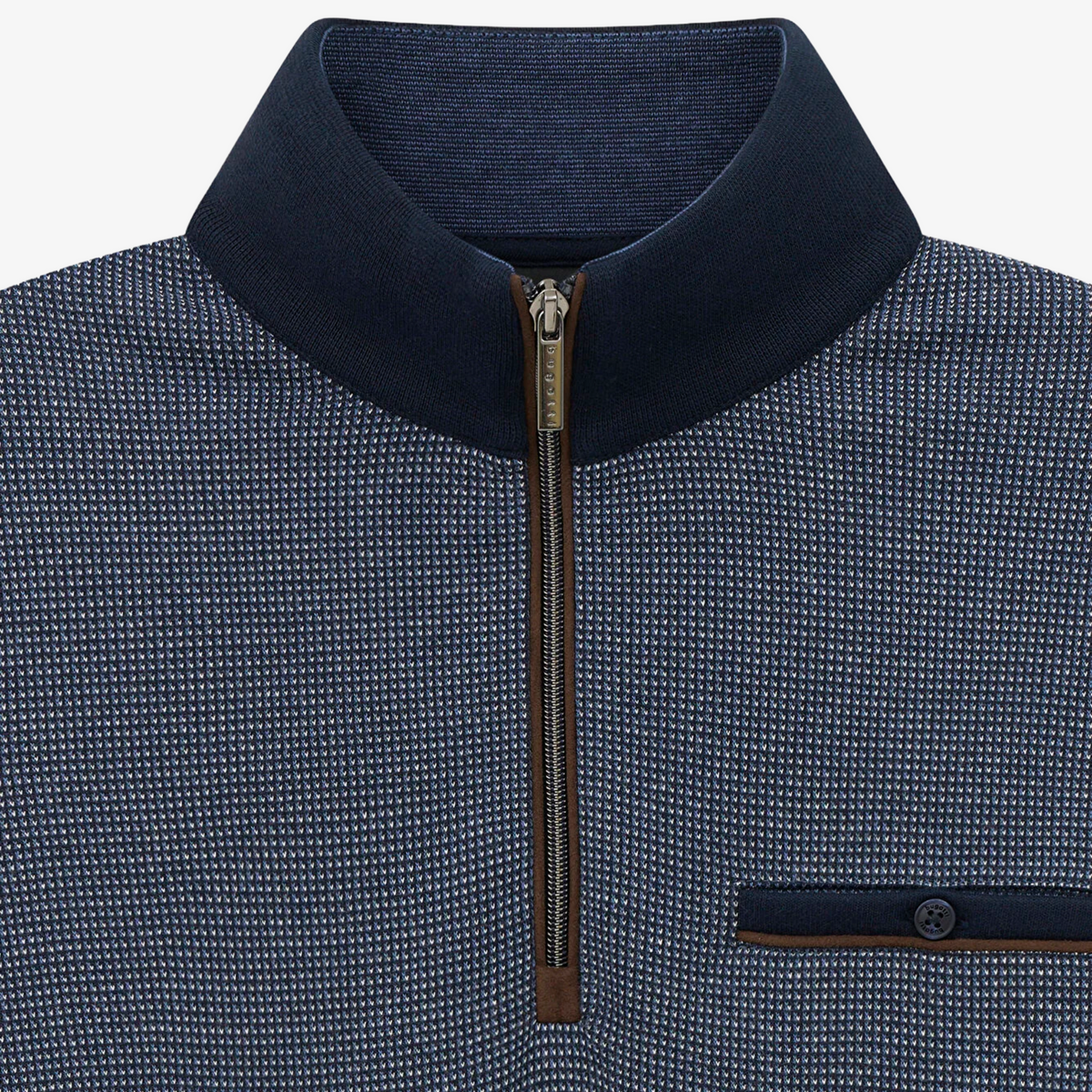 Bugatti Half Zip Contrast Jersey Sweatshirt - Navy