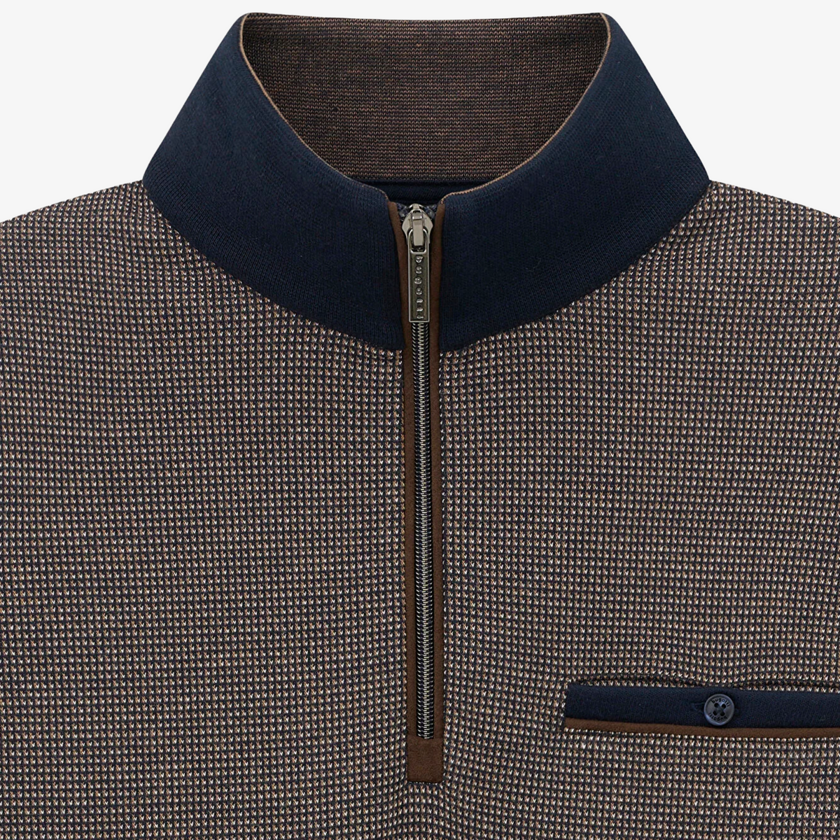 Bugatti Half Zip Contrast Jersey Sweatshirt - Taupe