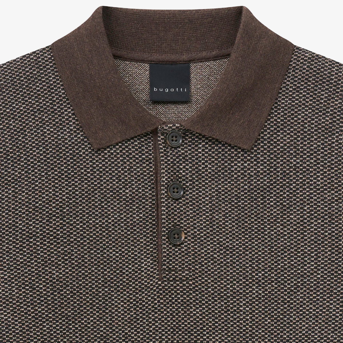 Bugatti Textured Knitted Polo Shirt - Beige