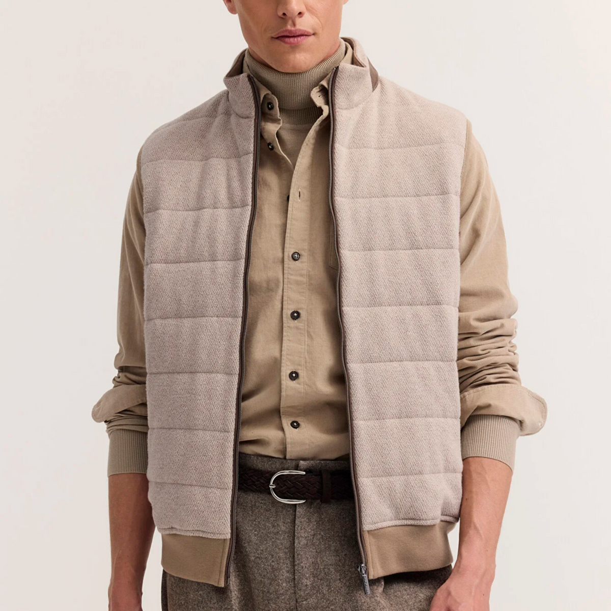 Bugatti Quilted Knitted Gilet - Beige