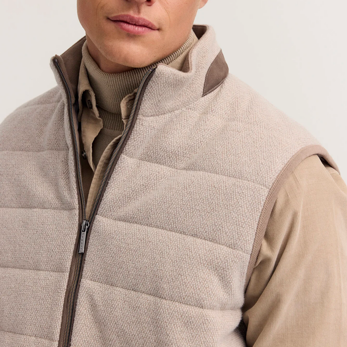 Bugatti Quilted Knitted Gilet - Beige