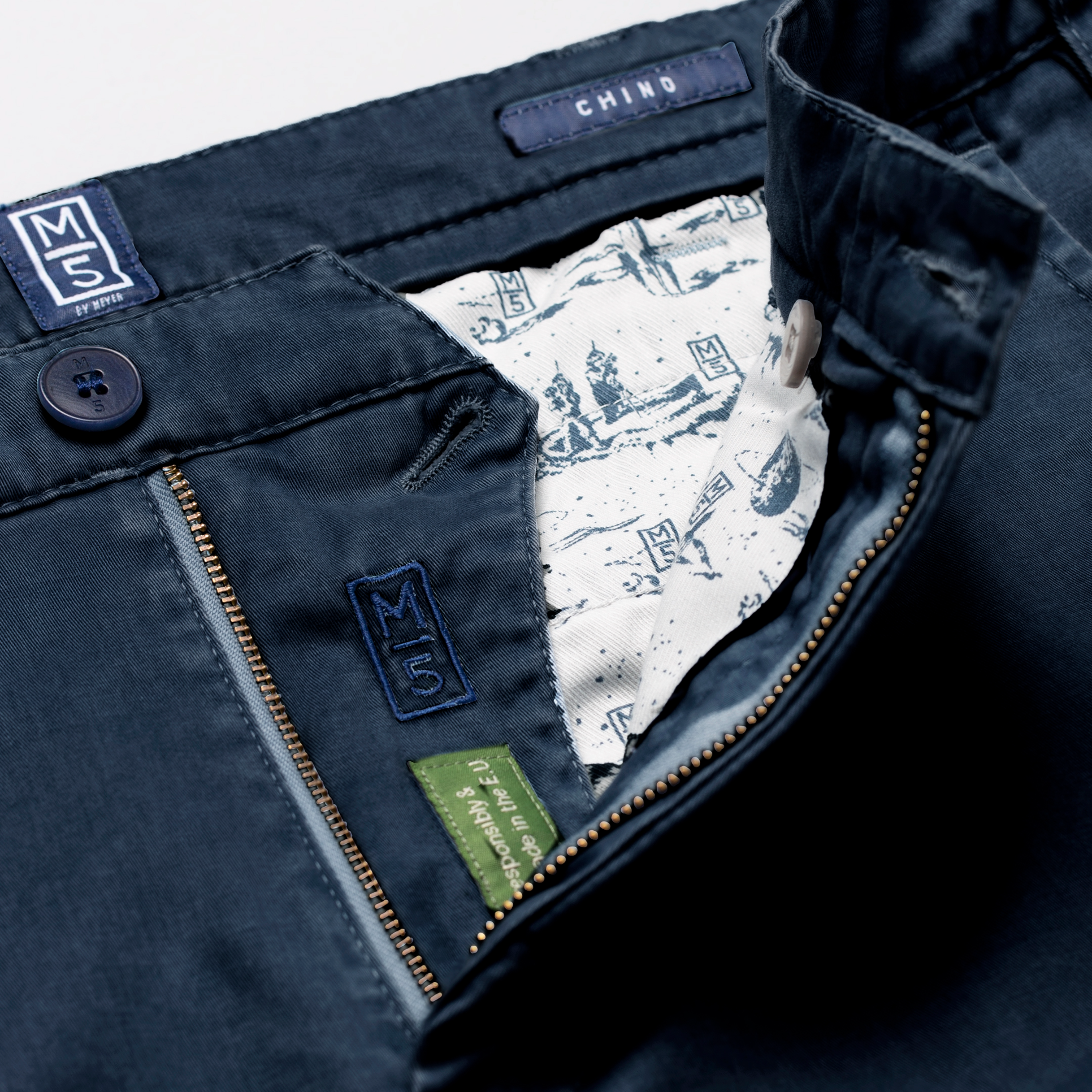 M5 by Meyer Slim Fit Chinos - Blue