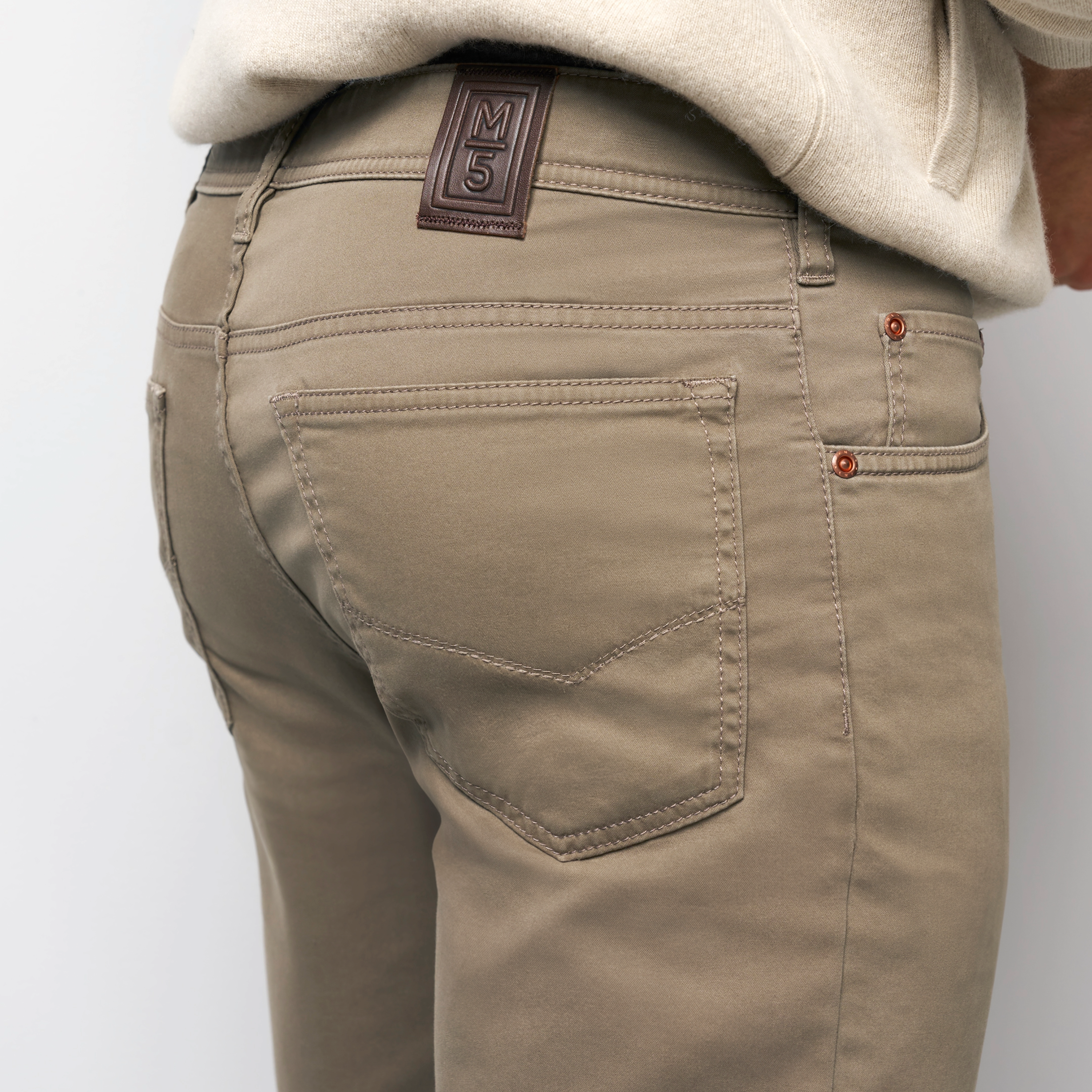M5 High Performance Satin Straight Fit Jeans - Beige