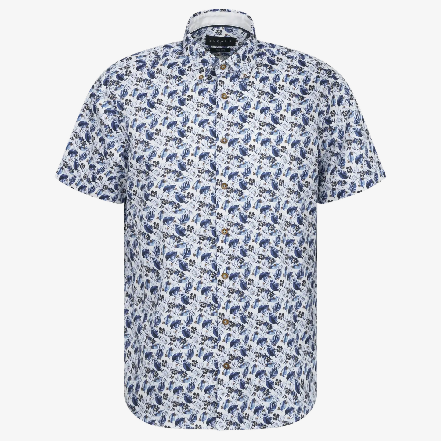 Bugatti Floral Printed Short Sleeve Shirt - Blue-Grey