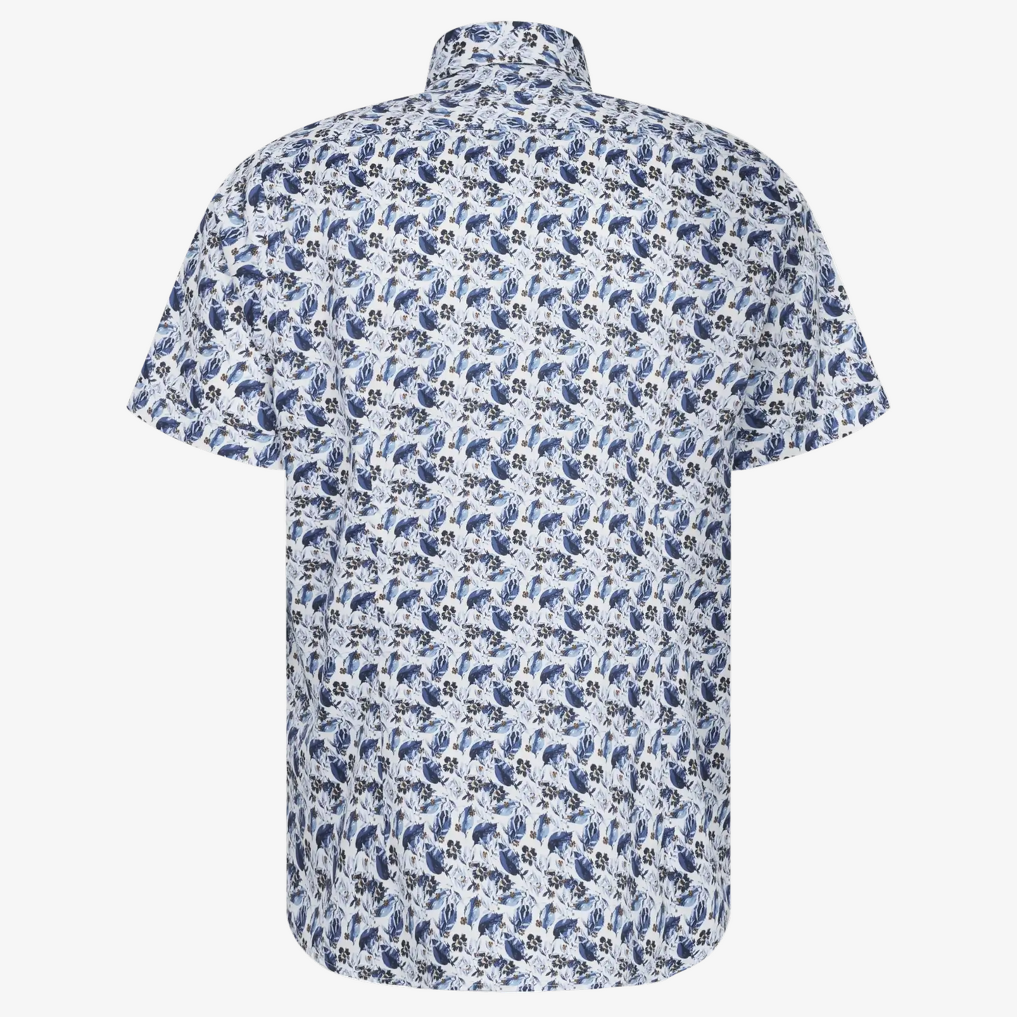 Bugatti Floral Printed Short Sleeve Shirt - Blue-Grey
