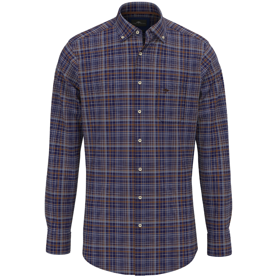 Fynch-Hatton Seasonal Dark Check Shirt - Brown