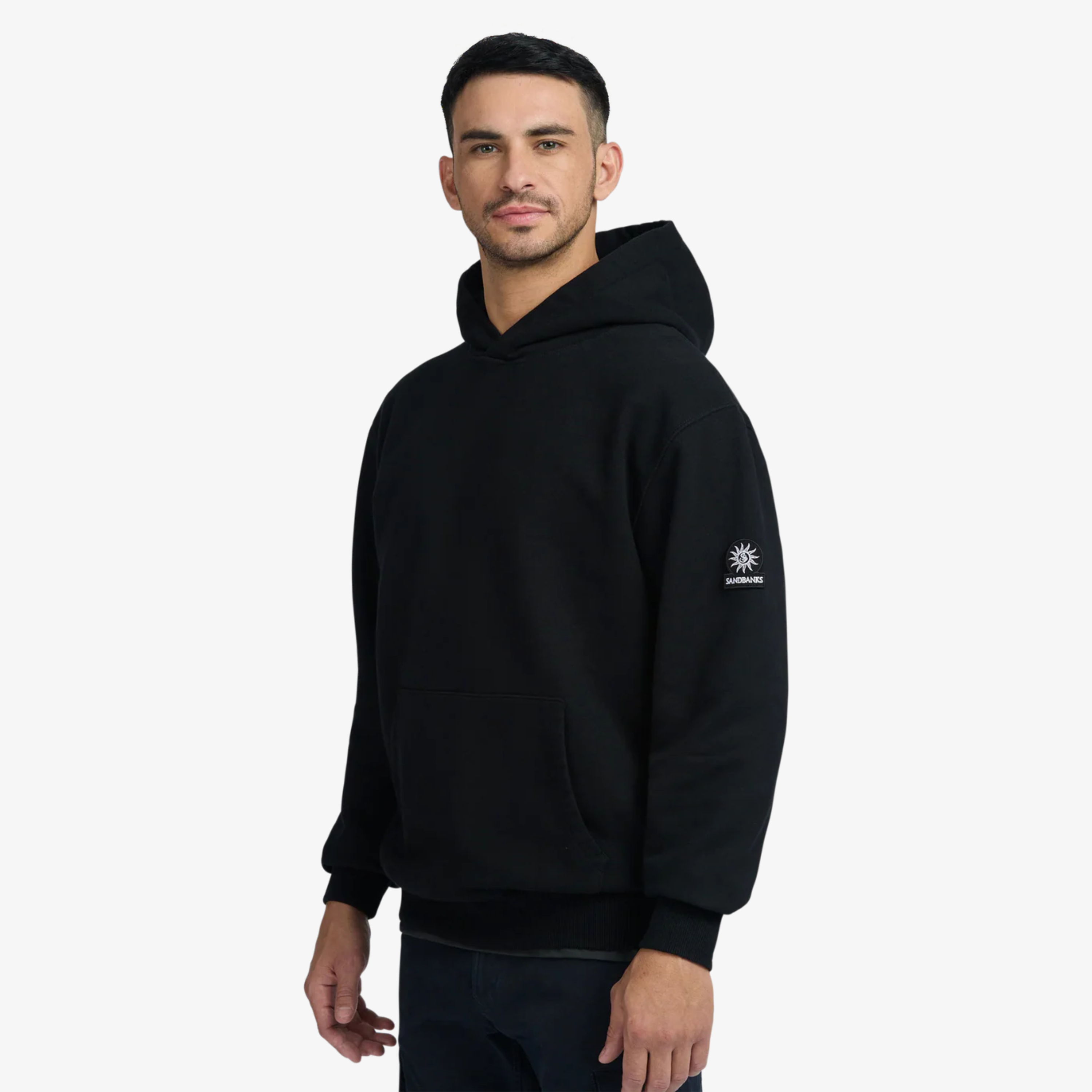 Sandbanks Badge Logo Hoodie - Black