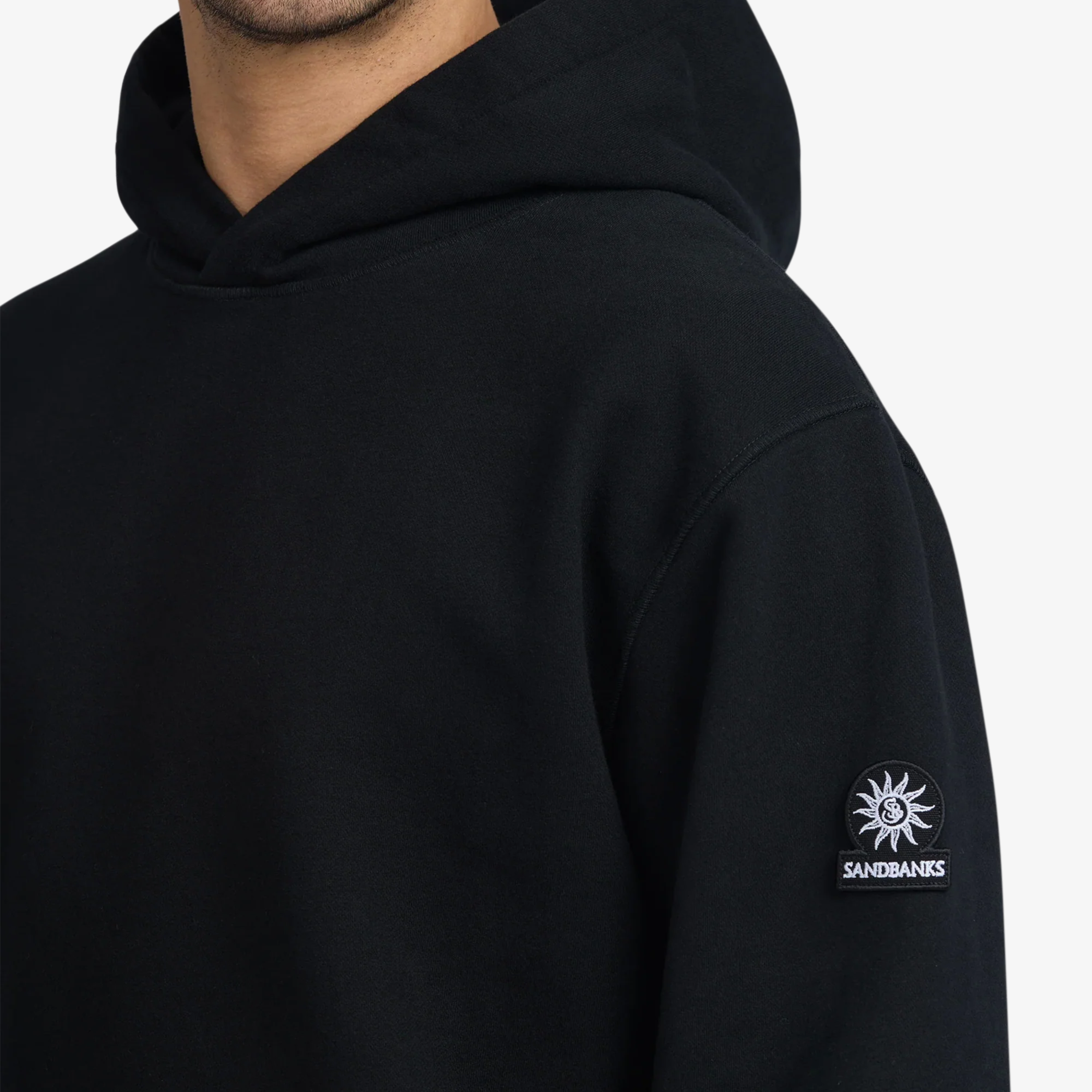 Sandbanks Badge Logo Hoodie - Black