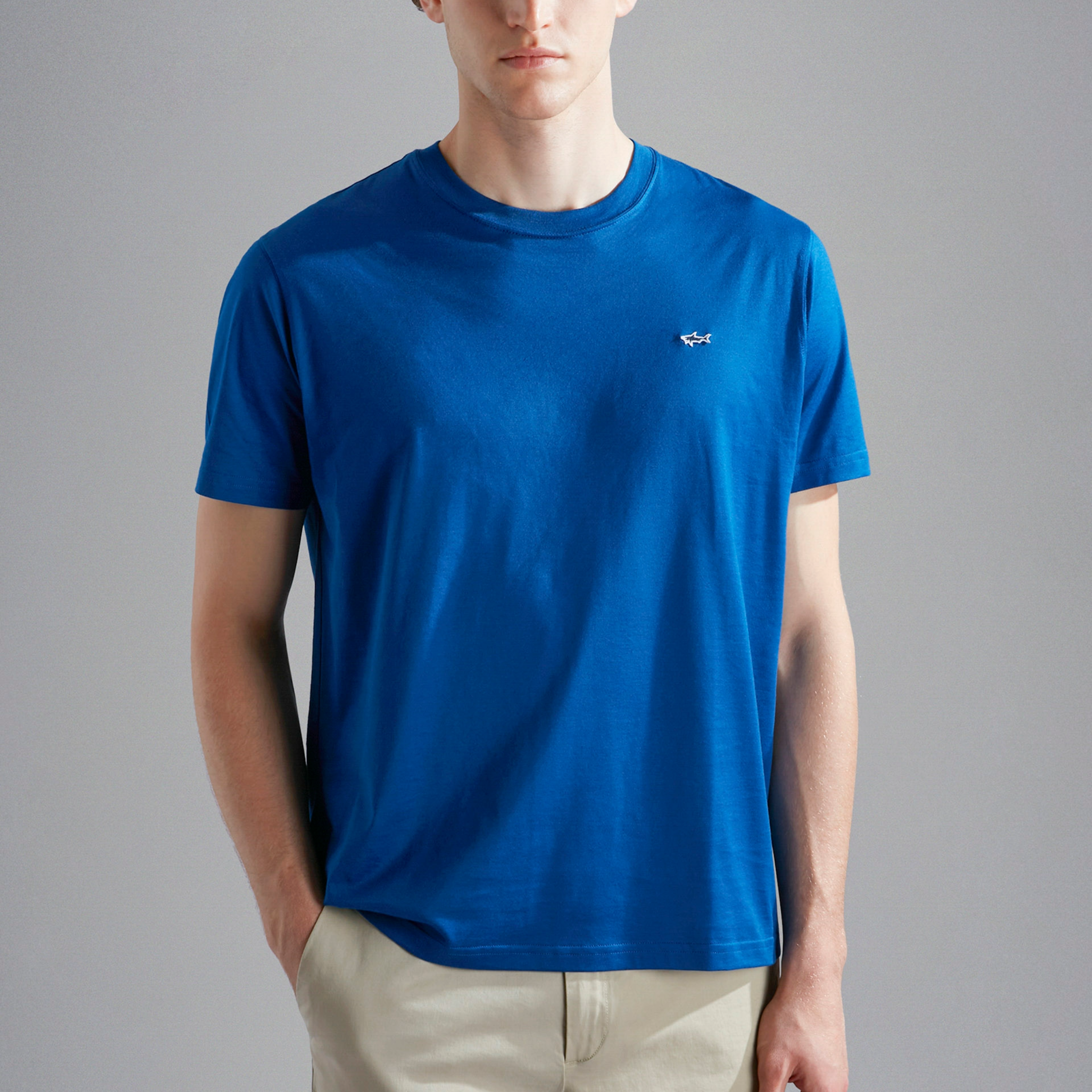 Paul & Shark Cotton Jersey Shark Badge T Shirt - Bluette