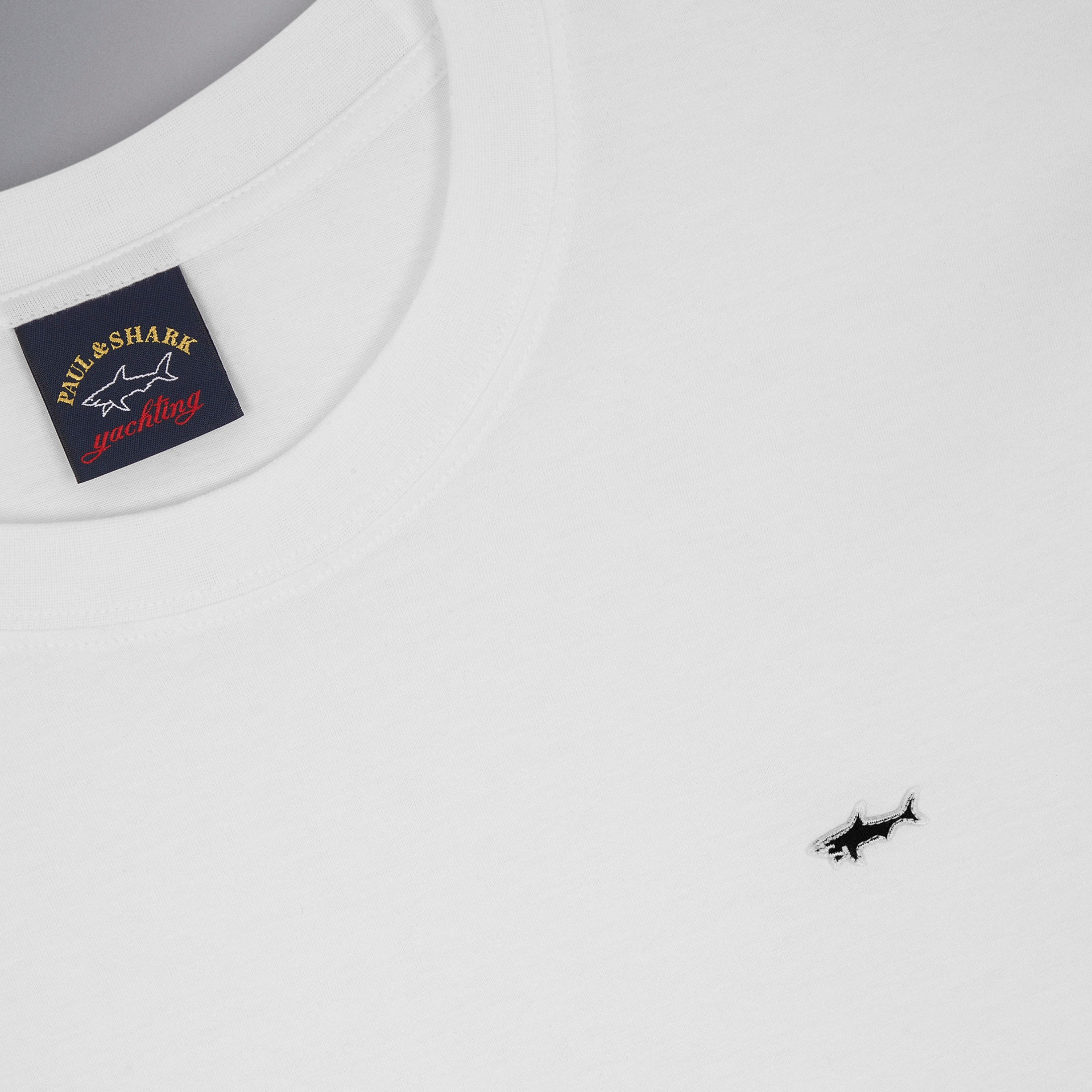Paul & Shark Cotton Jersey Shark Badge T Shirt - White