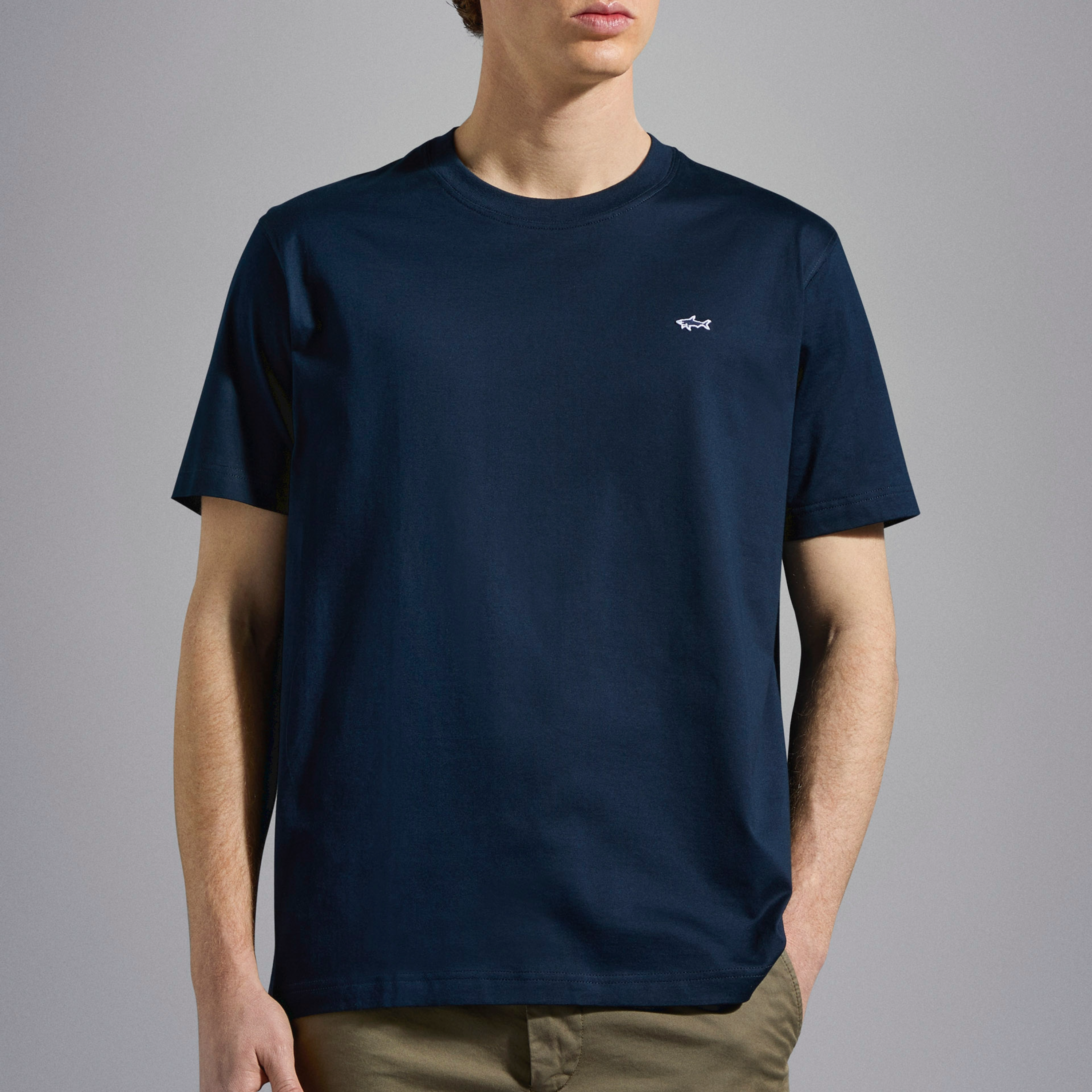 Paul & Shark Cotton Jersey Shark Badge T Shirt - Blue