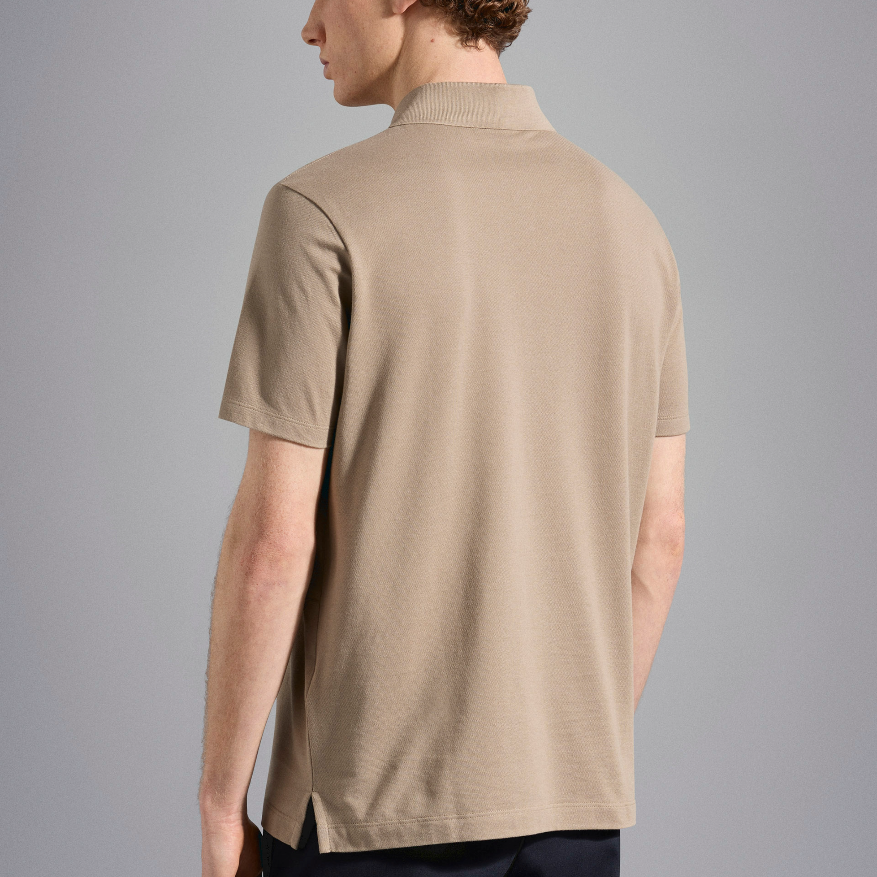 Paul & Shark Cotton Pique Shark Badge Polo Shirt - Khaki