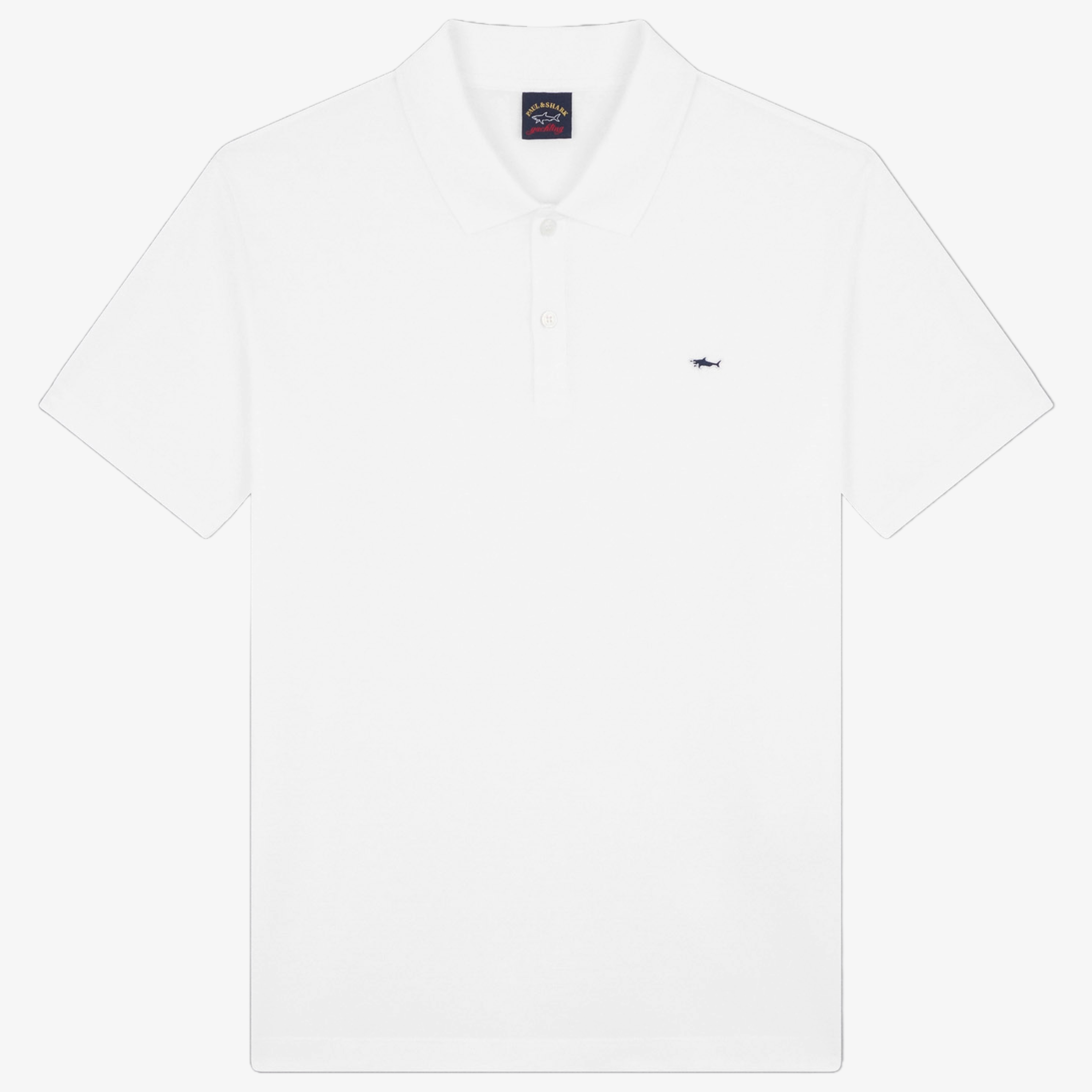 Paul & Shark Cotton Pique Shark Badge Polo Shirt - White