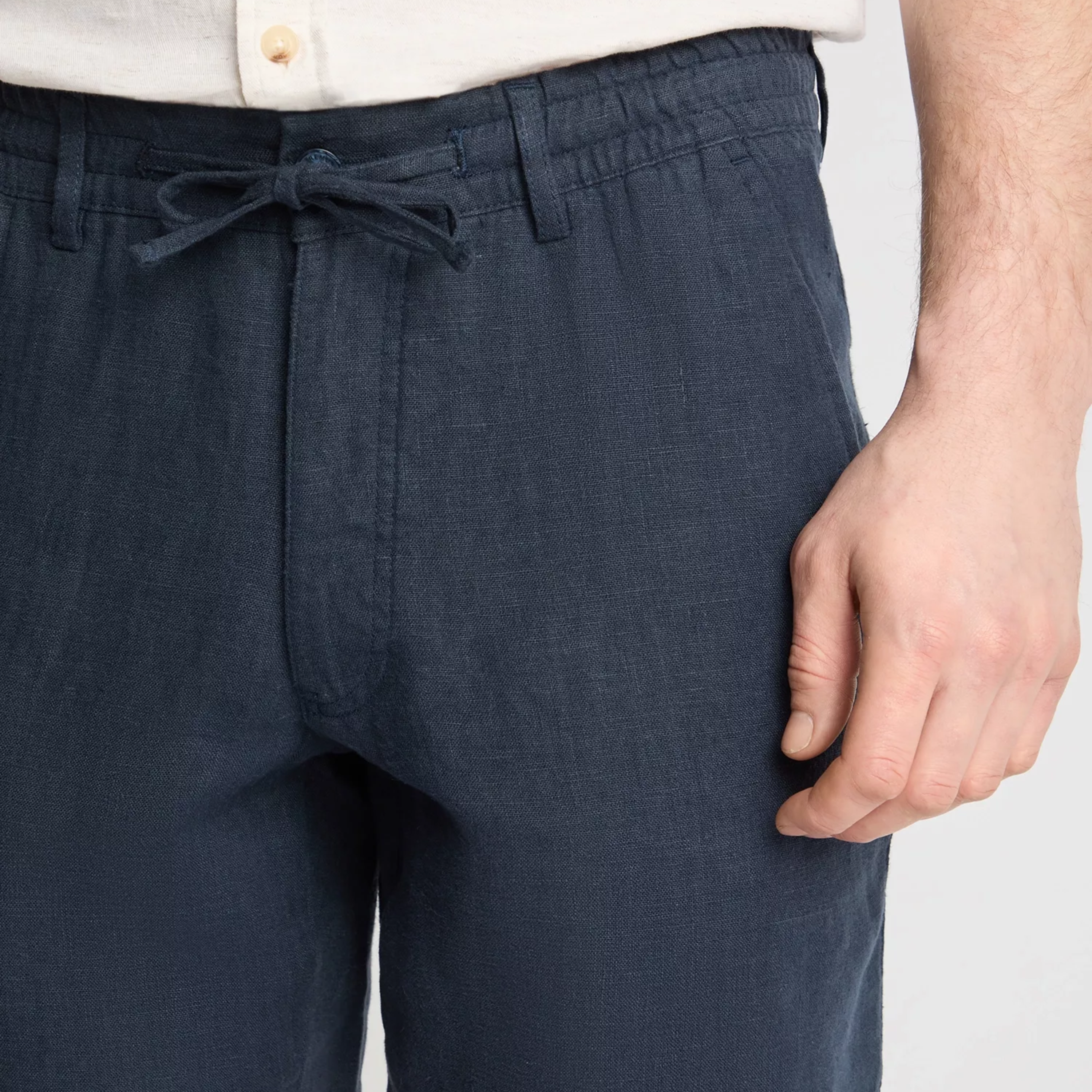 Remus Elio Relaxed Fit Linen Shorts - Navy