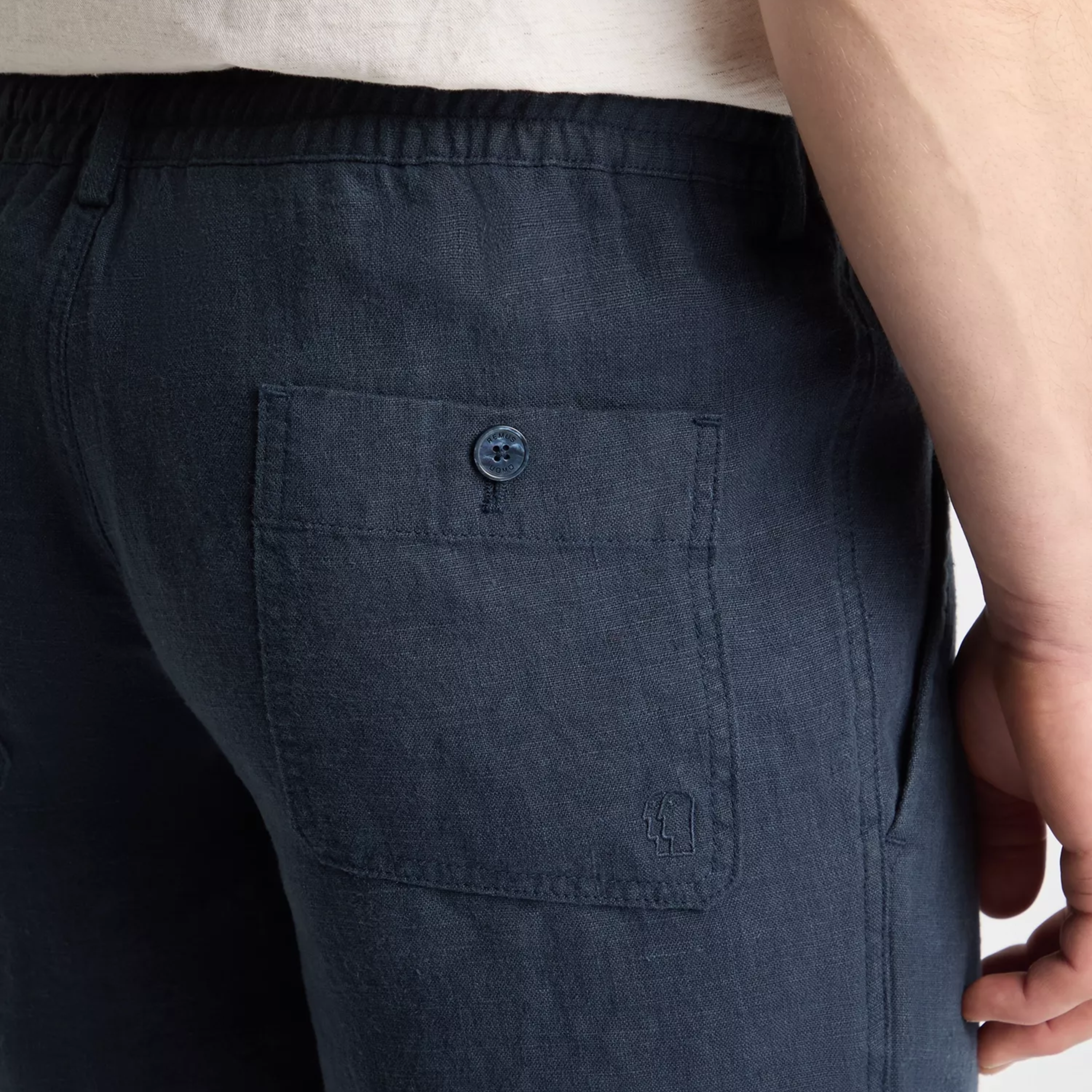 Remus Elio Relaxed Fit Linen Shorts - Navy