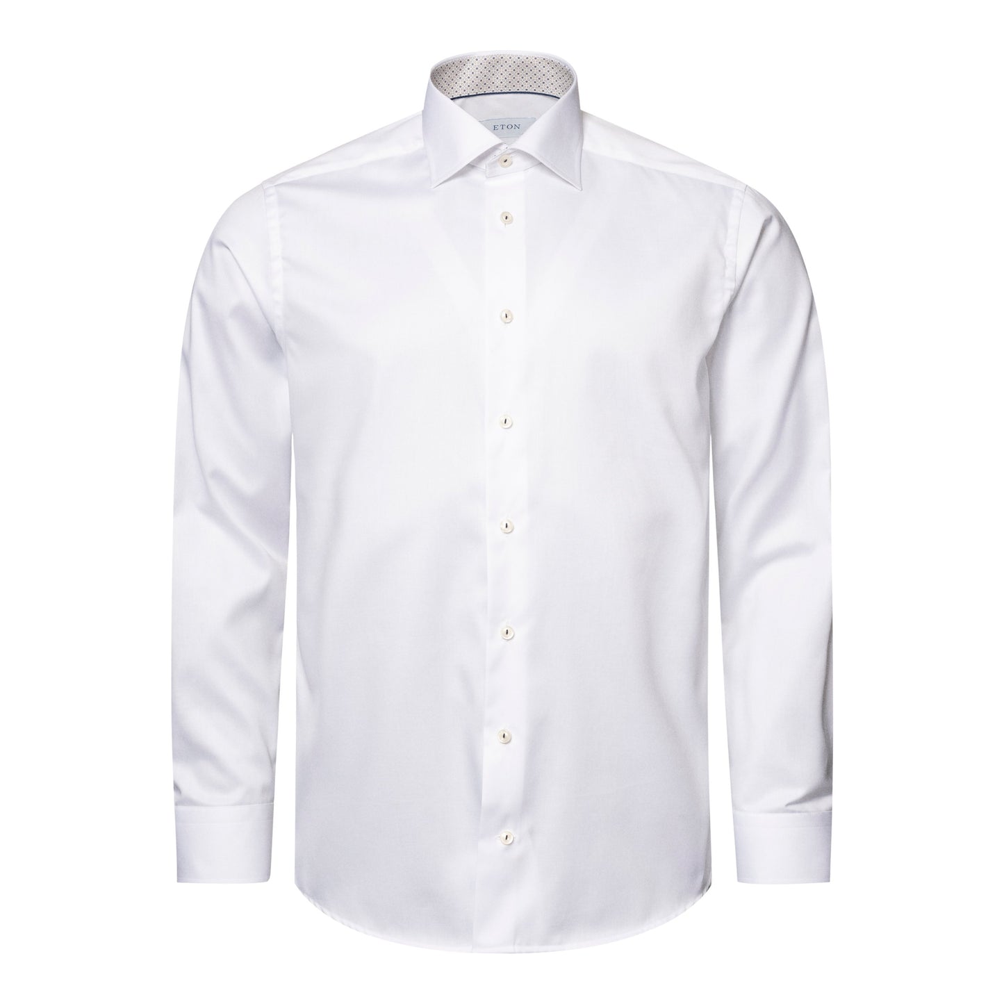 ETON Signature Twill Contemporary Fit Shirt in White with Floral Contrast Details 10001046000