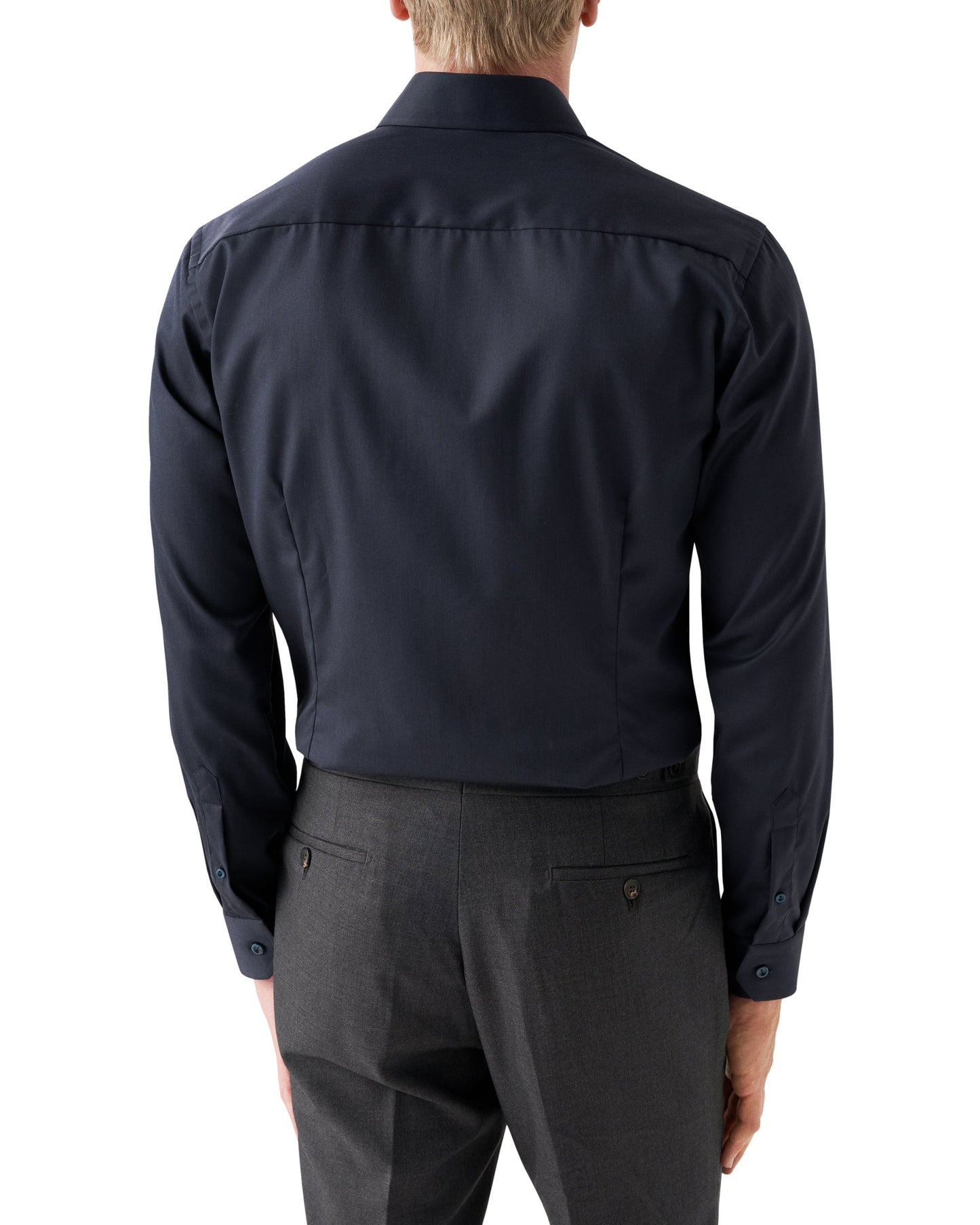 Eton Signature Twill Slim Fit Shirt with Paisley Contrast Details - Navy