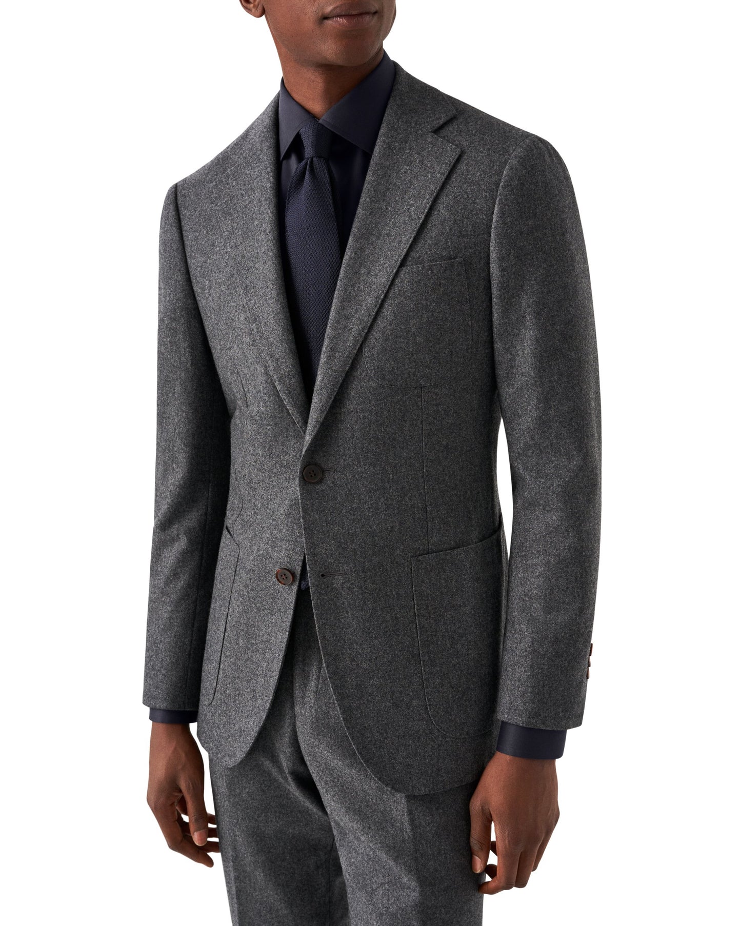 Eton Signature Twill Slim Fit Shirt with Paisley Contrast Details - Navy