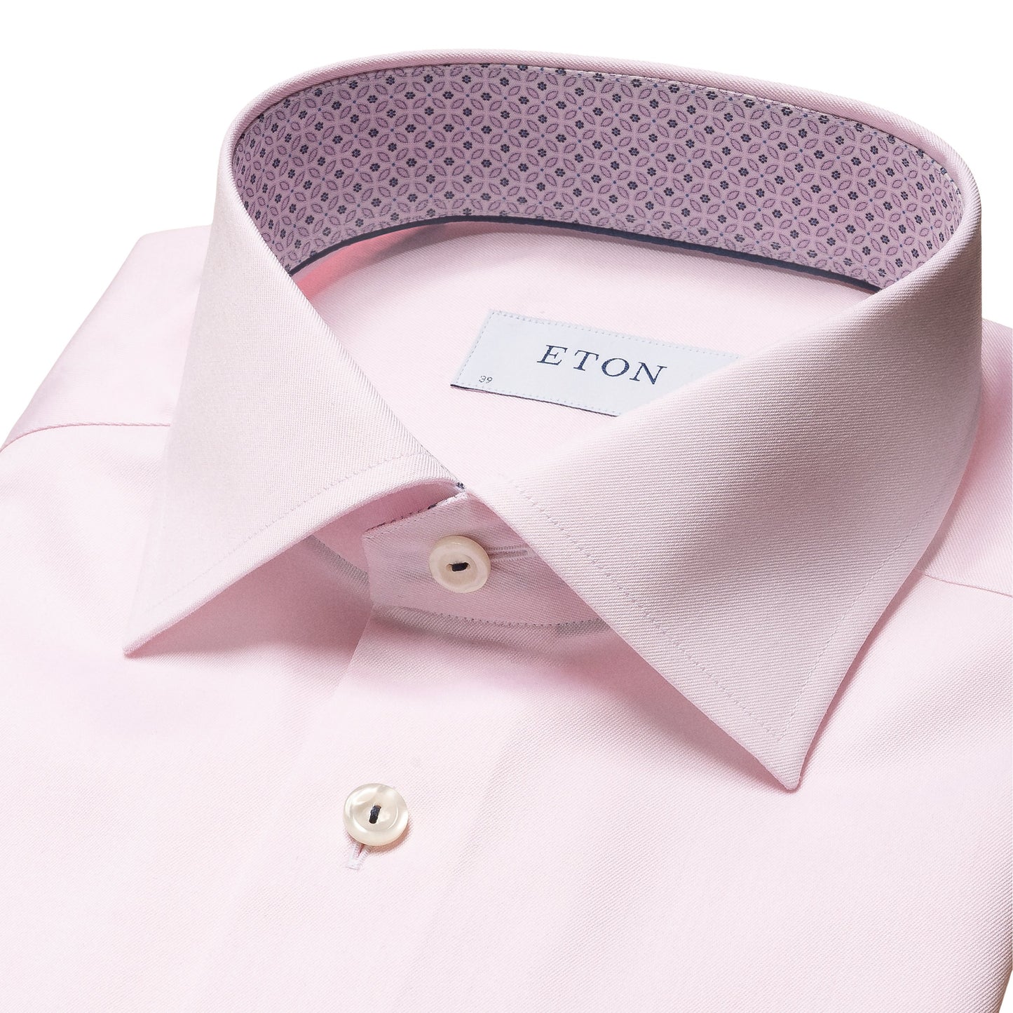 ETON Signature Twill Contemporary Fit Shirt in Pink with Floral Contrast Details 10001046080