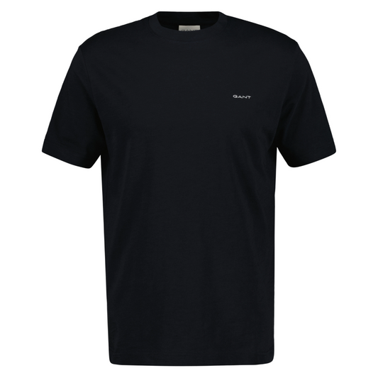 Gant Slub Texture Short Sleeve T-Shirt - Black