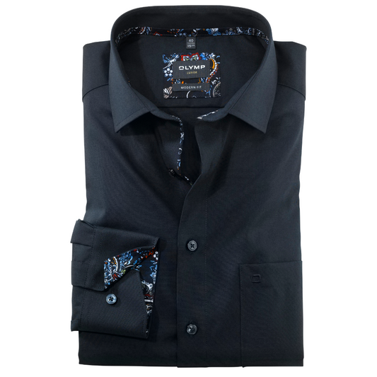 Olymp Luxor Slim Fit Shirt - Navy with Contrast  Trim