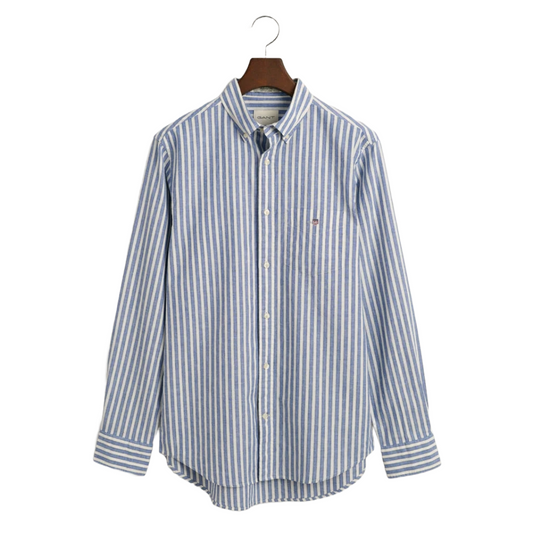 Gant Striped Cotton Linen Shirt - Blue