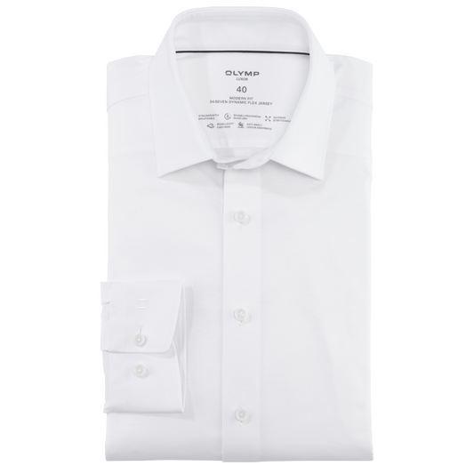 Olymp Luxor 24/7 Slim Fit Flex Jersey Shirt - White