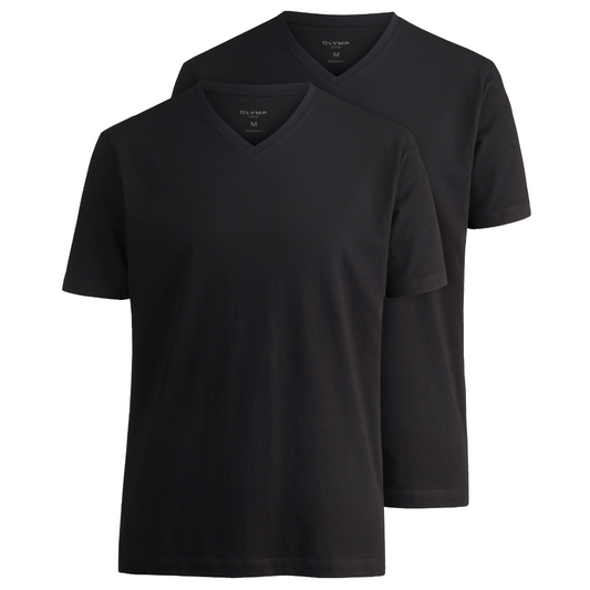Olymp 2 Pack V Neck T Shirt - Black