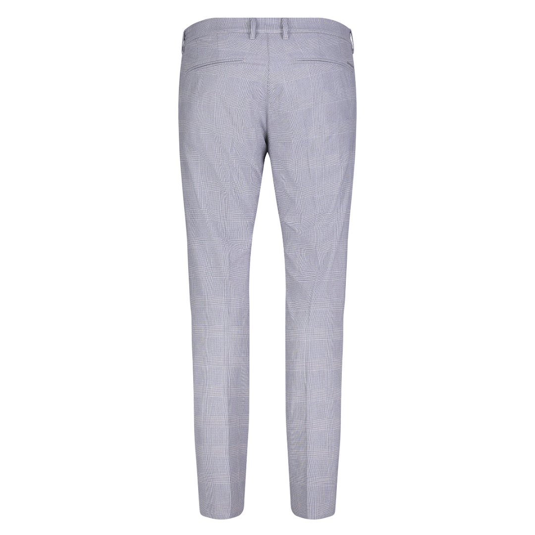 Mac Lennox Slim Fit Check Chinos - Light Grey
