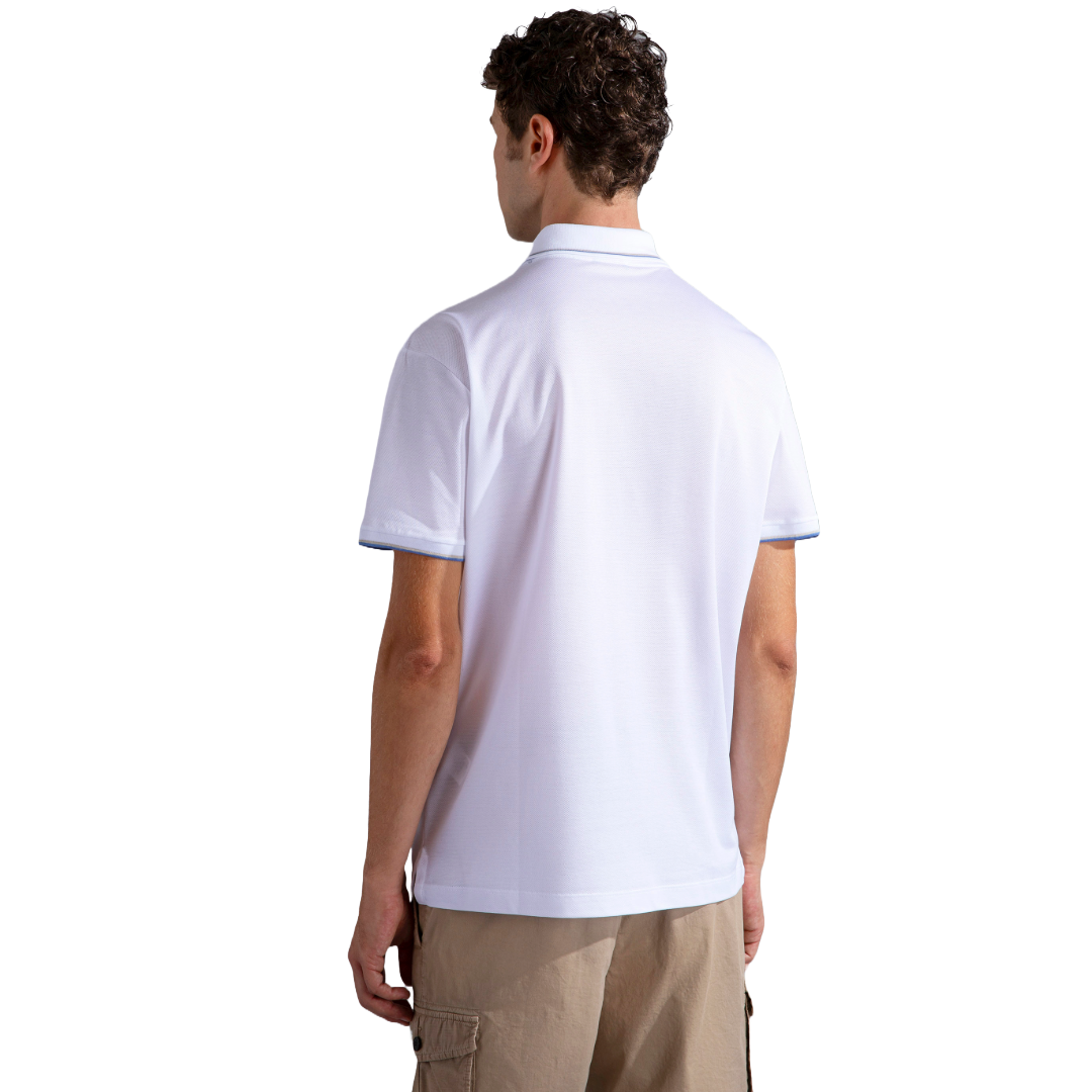 Paul & Shark Cotton Pique Contrast Piping Polo Shirt - White