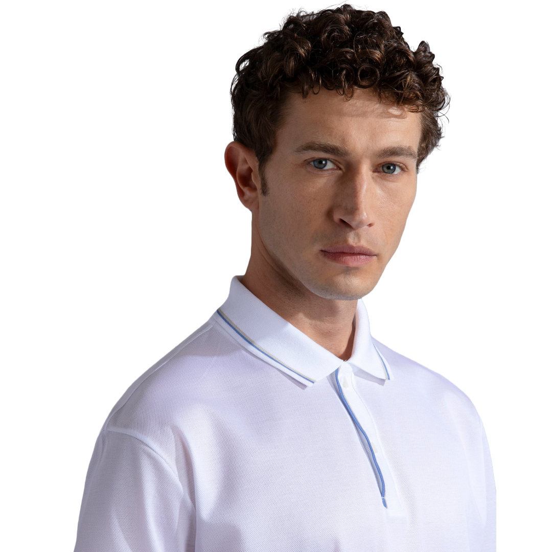 Paul & Shark Cotton Pique Contrast Piping Polo Shirt - White