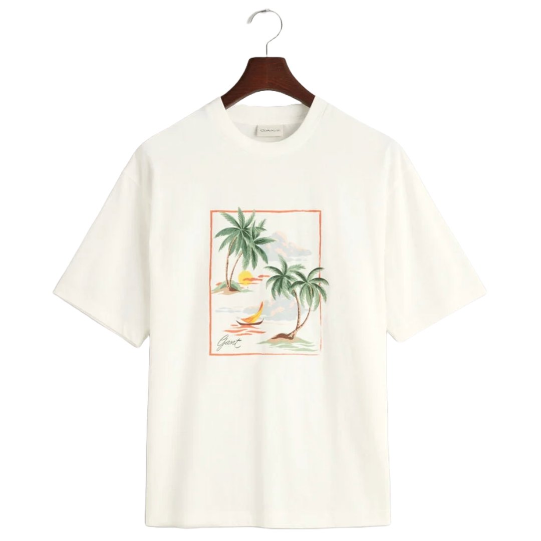 Gant  Hawaiian Printed T-Shirt - Off White