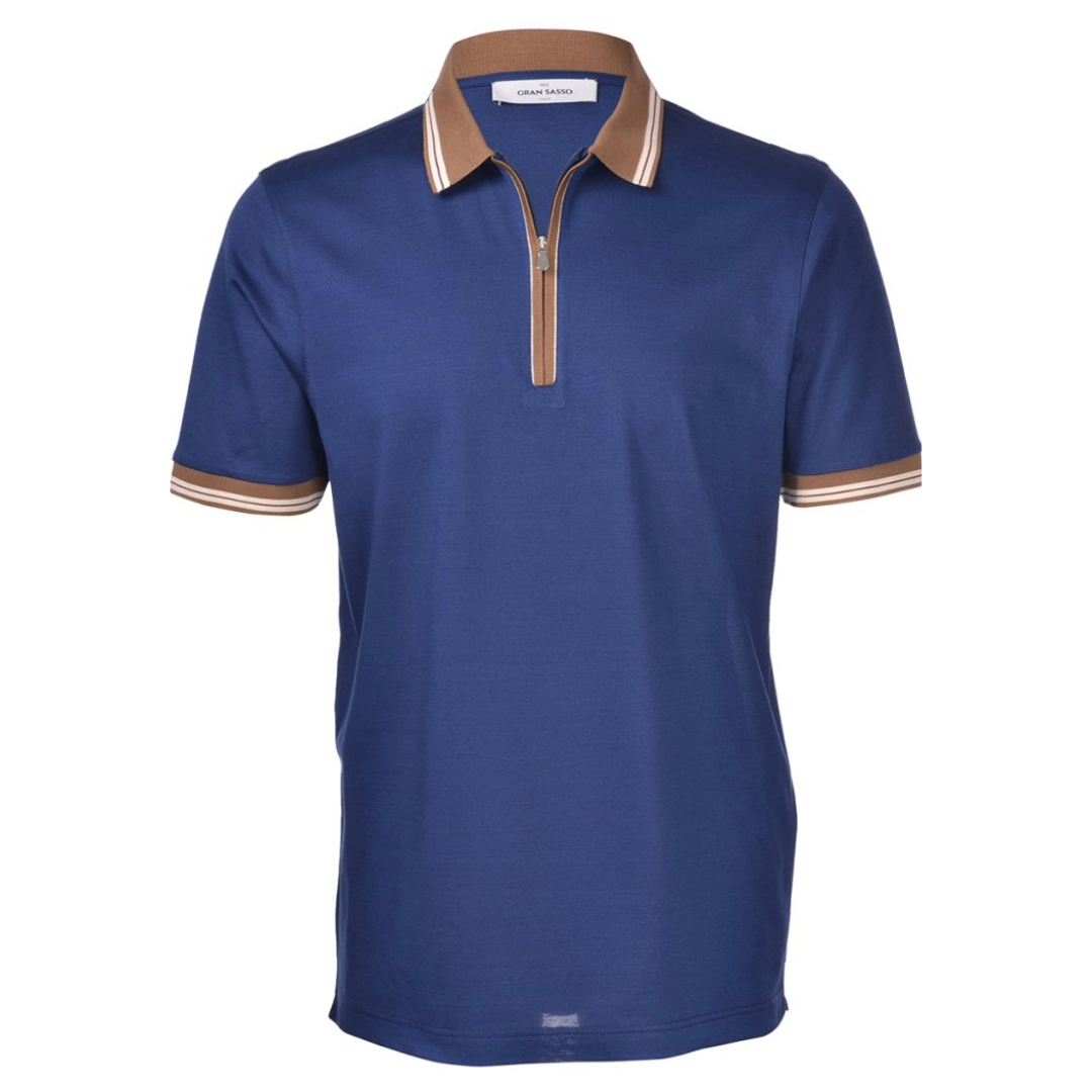 Gran Sasso Zip Polo Shirt - Navy