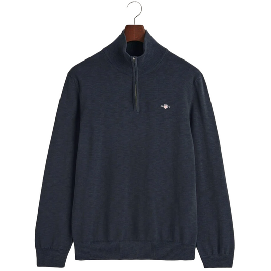 Gant Cotton Flamme Half Zip Sweater - Navy
