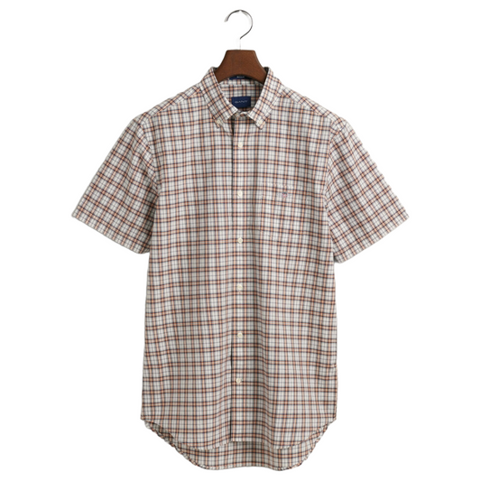 Gant Micro Check Short Sleeve Shirt - Orange