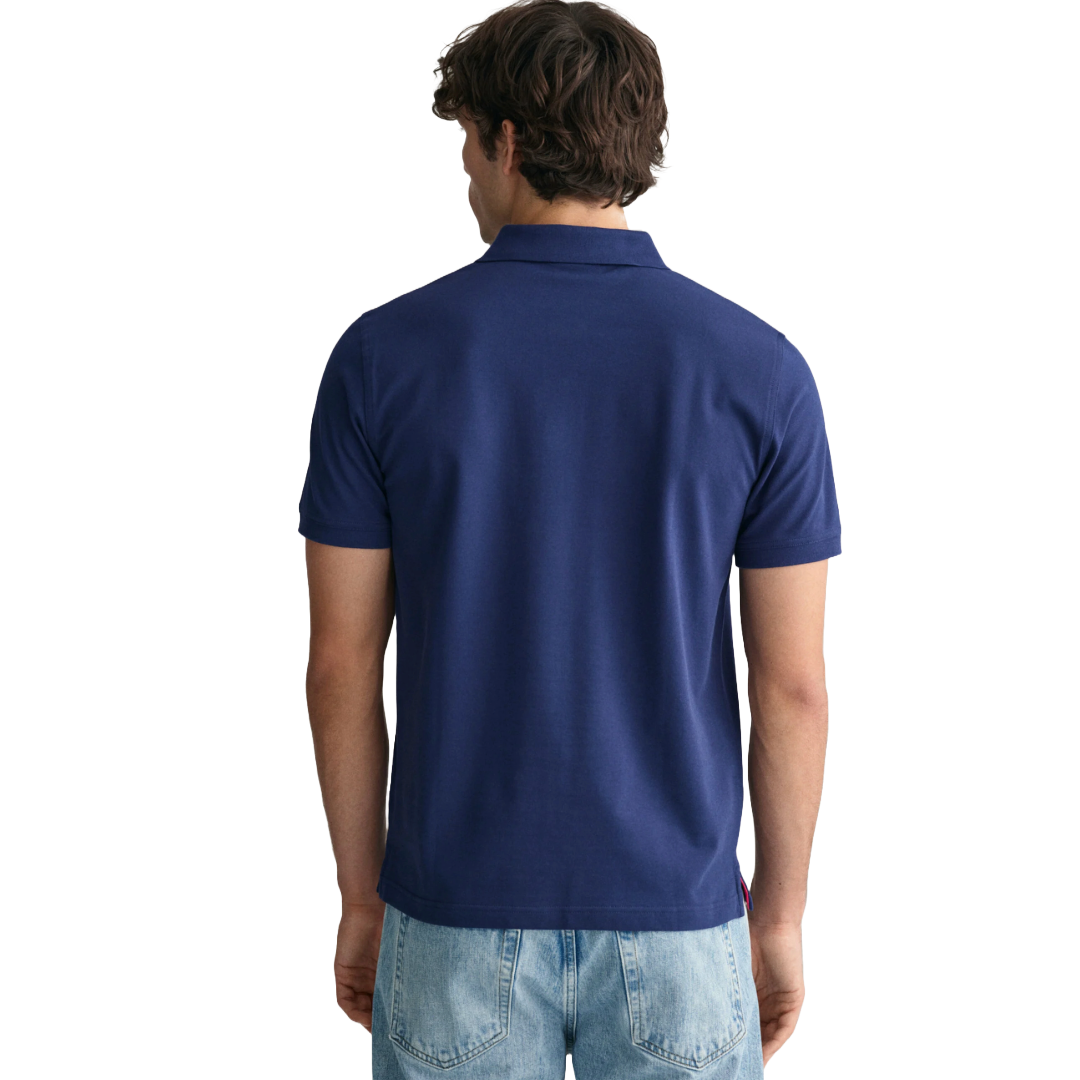 Gant Contrast Pique Polo Shirt - Dark Blue