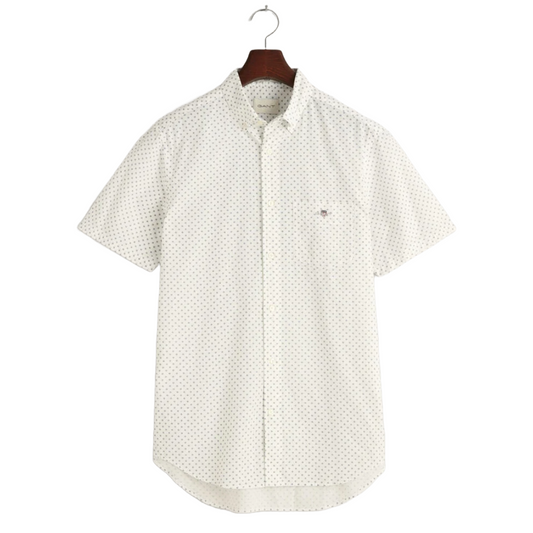 Gant Micro Print Short Sleeve Shirt - Off White