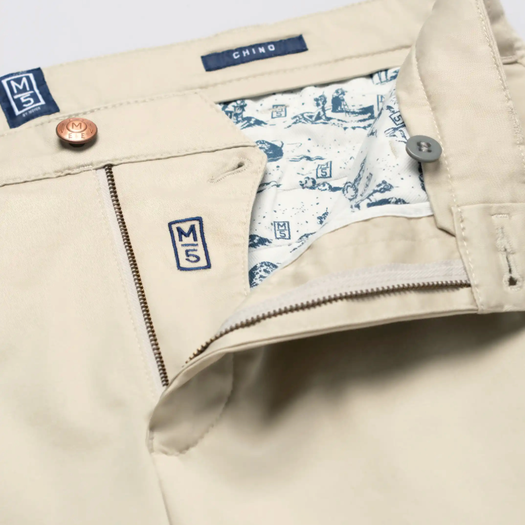 M5 by Meyer Slim Fit Stretch Chinos - Light Beige