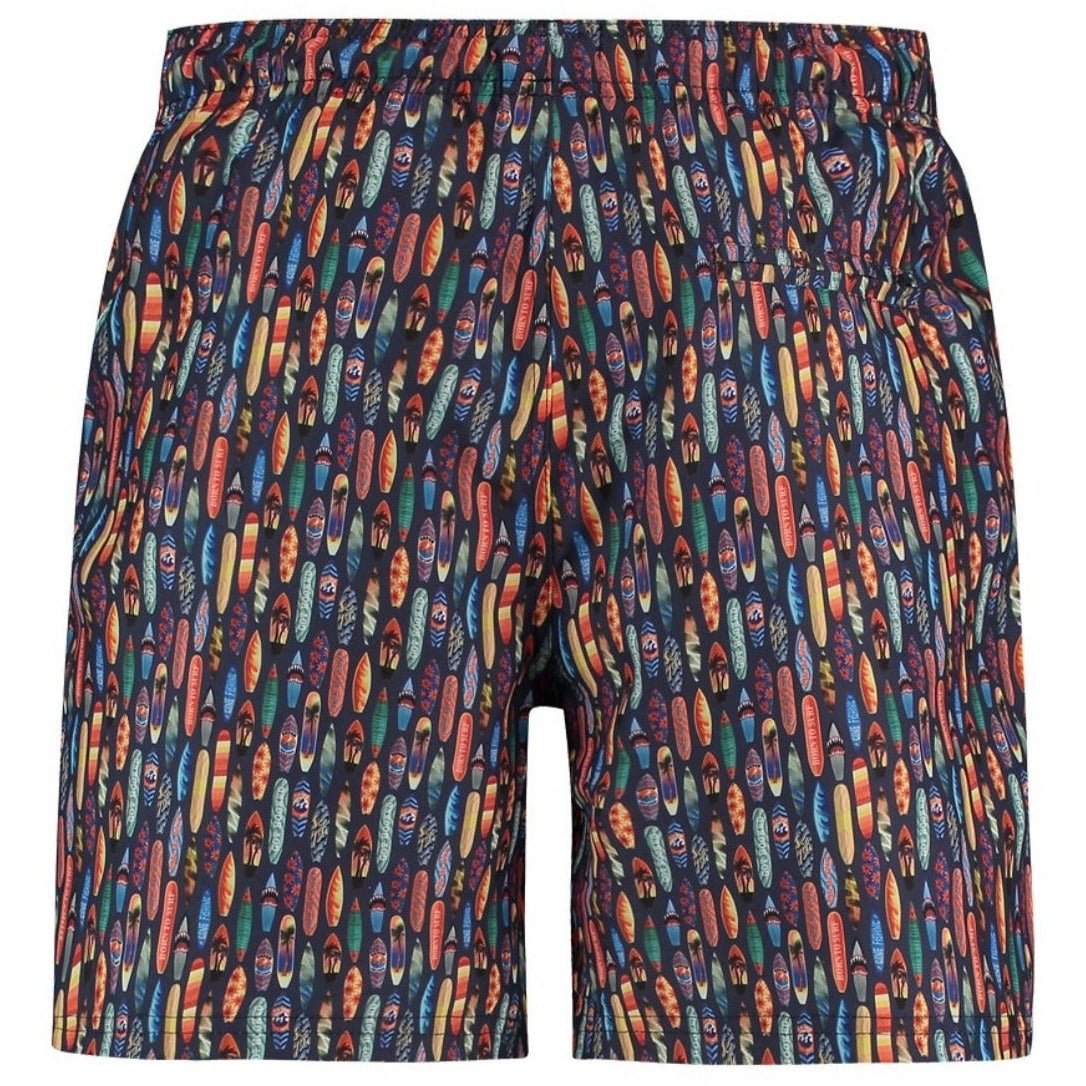 A Fish Named Fred Surfboards Print Swim Shorts - Navy