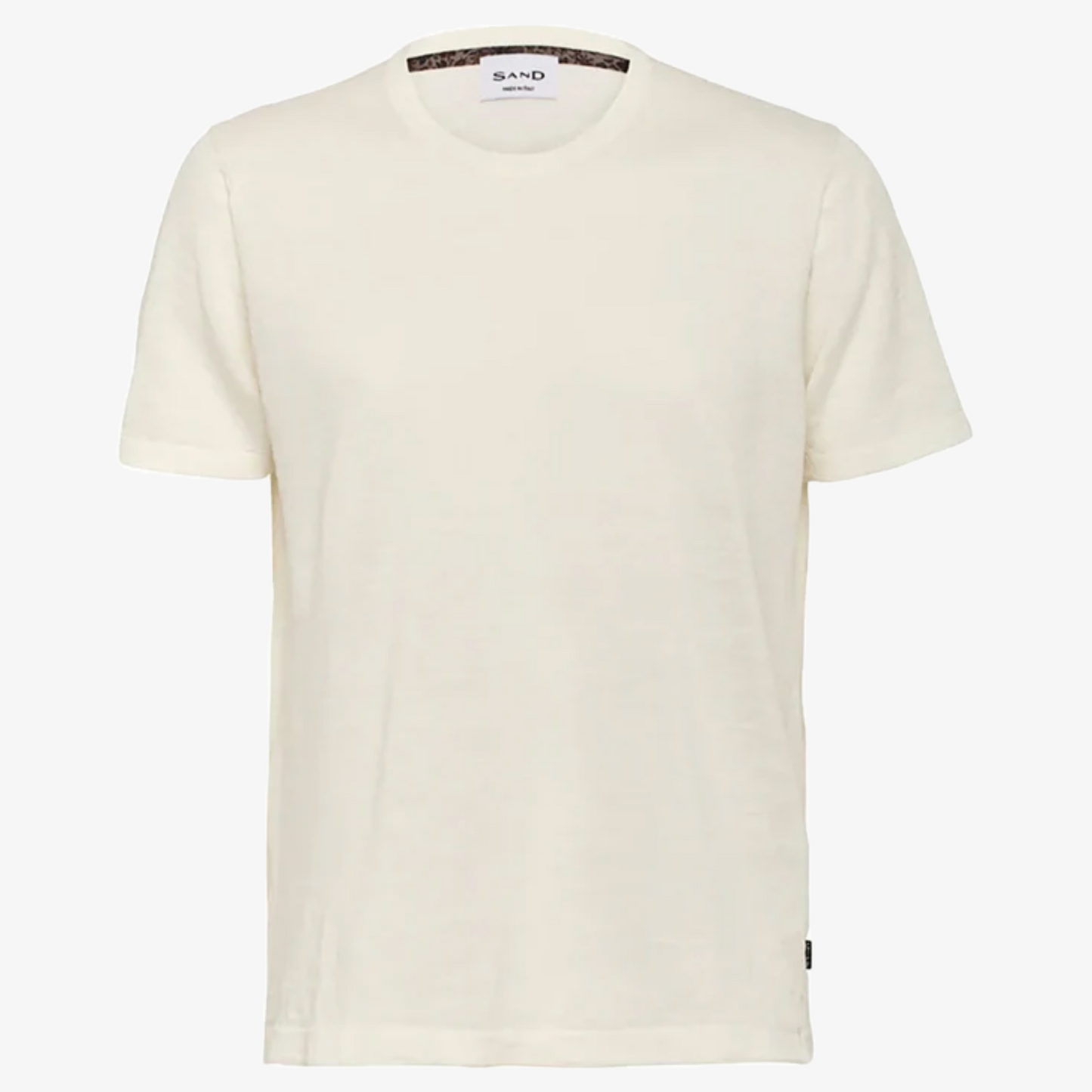 Sand Linen-Cotton T Shirt - White