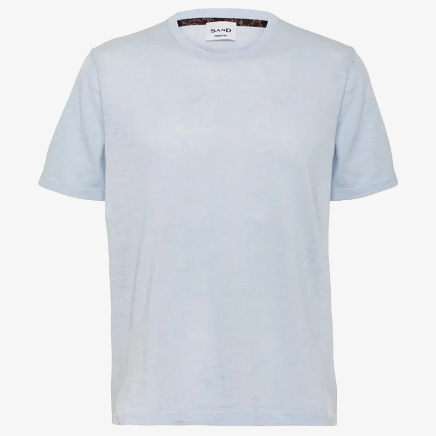 Sand Linen-Cotton T Shirt - Light Blue