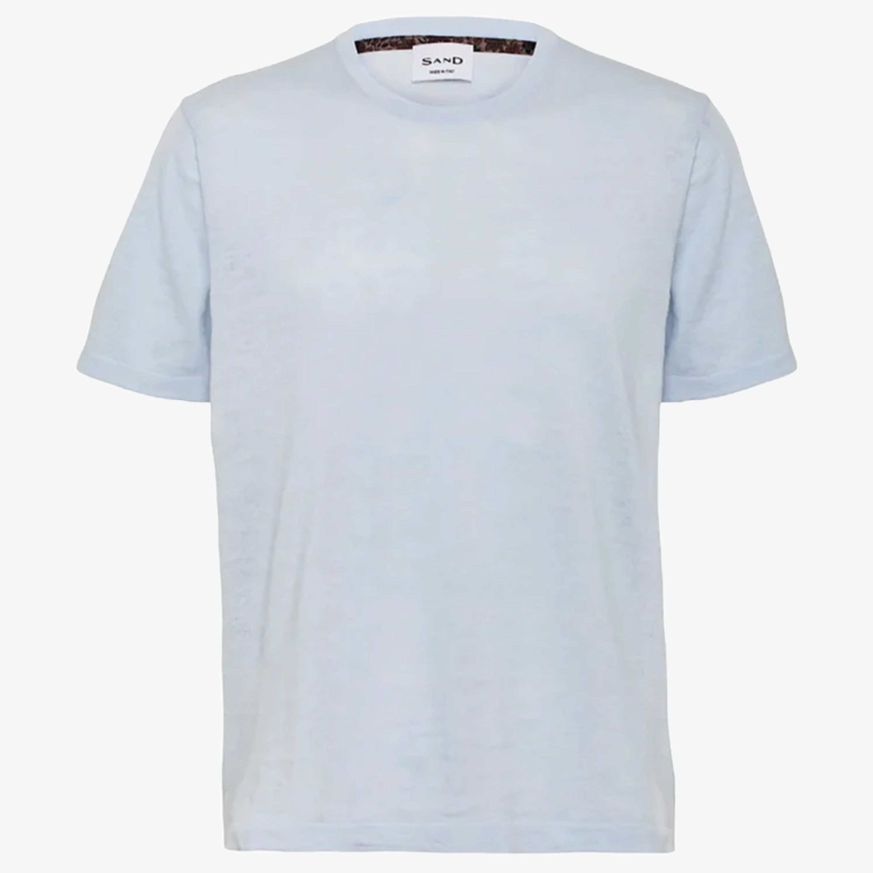 Sand Linen-Cotton T Shirt - Light Blue